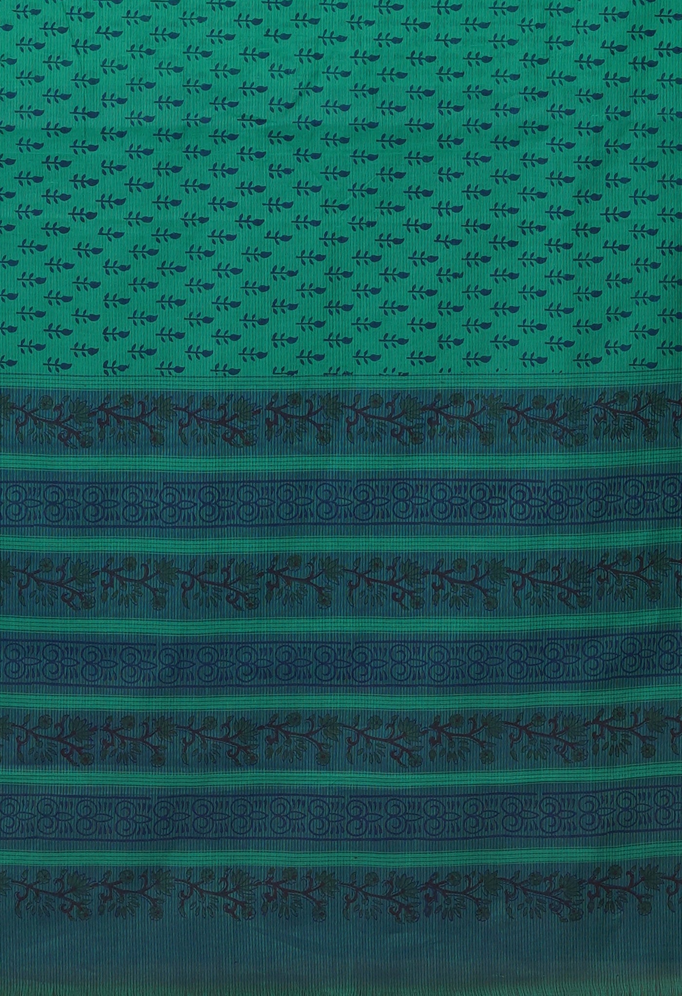 Green Pure Hand Block Printed Mangalgiri Cotton Saree-UNM81297