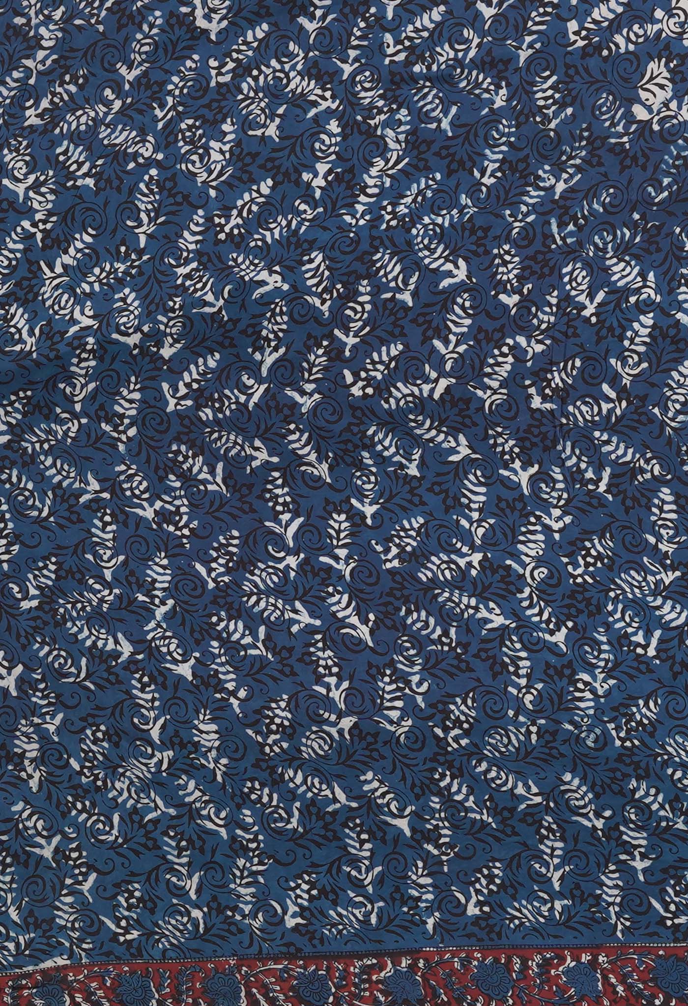 Black-Blue Pure Ajrakh Printed Uppada Sico Saree-UNM82064