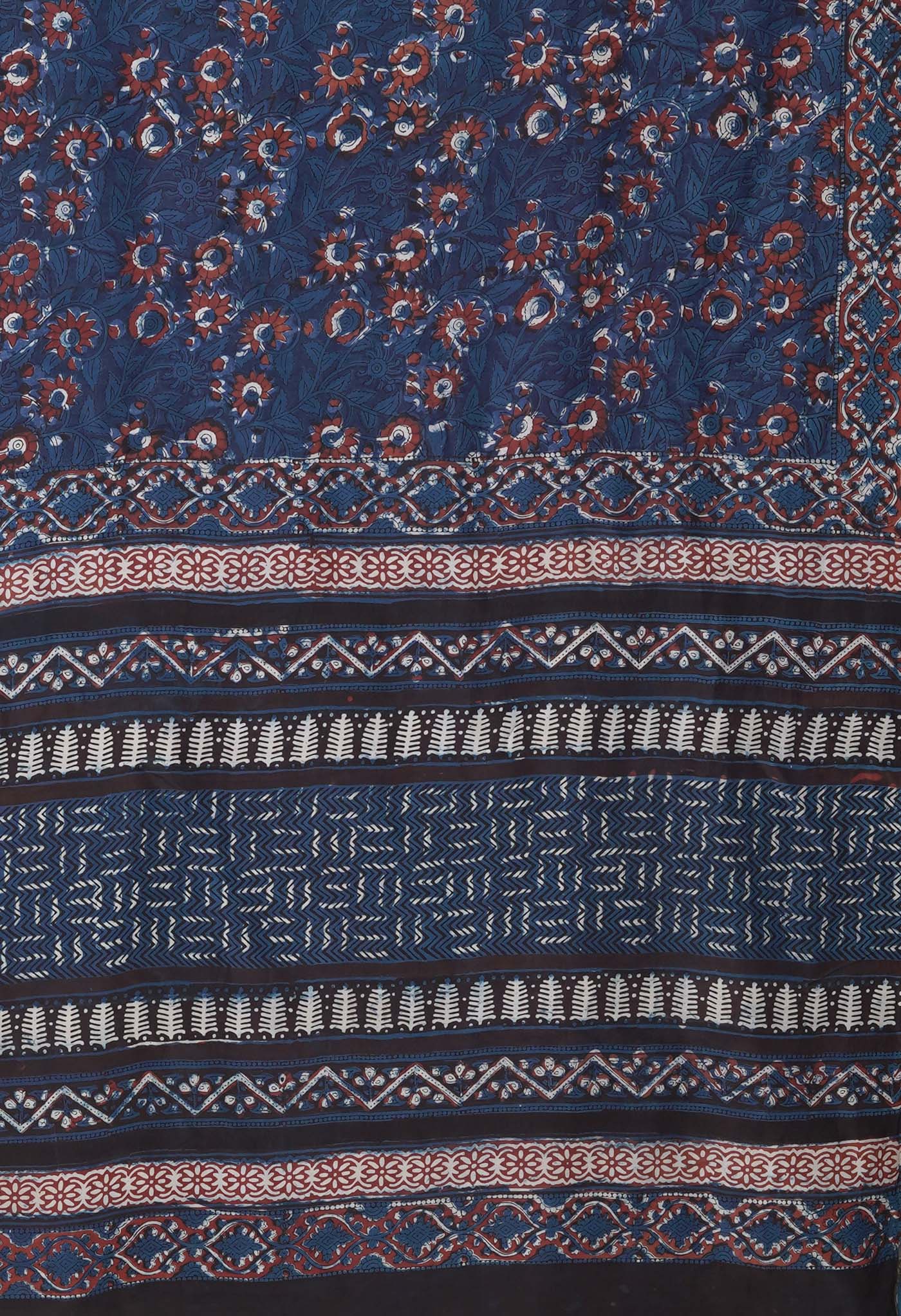 Blue Pure Ajrakh Printed Uppada Sico Saree-UNM82069