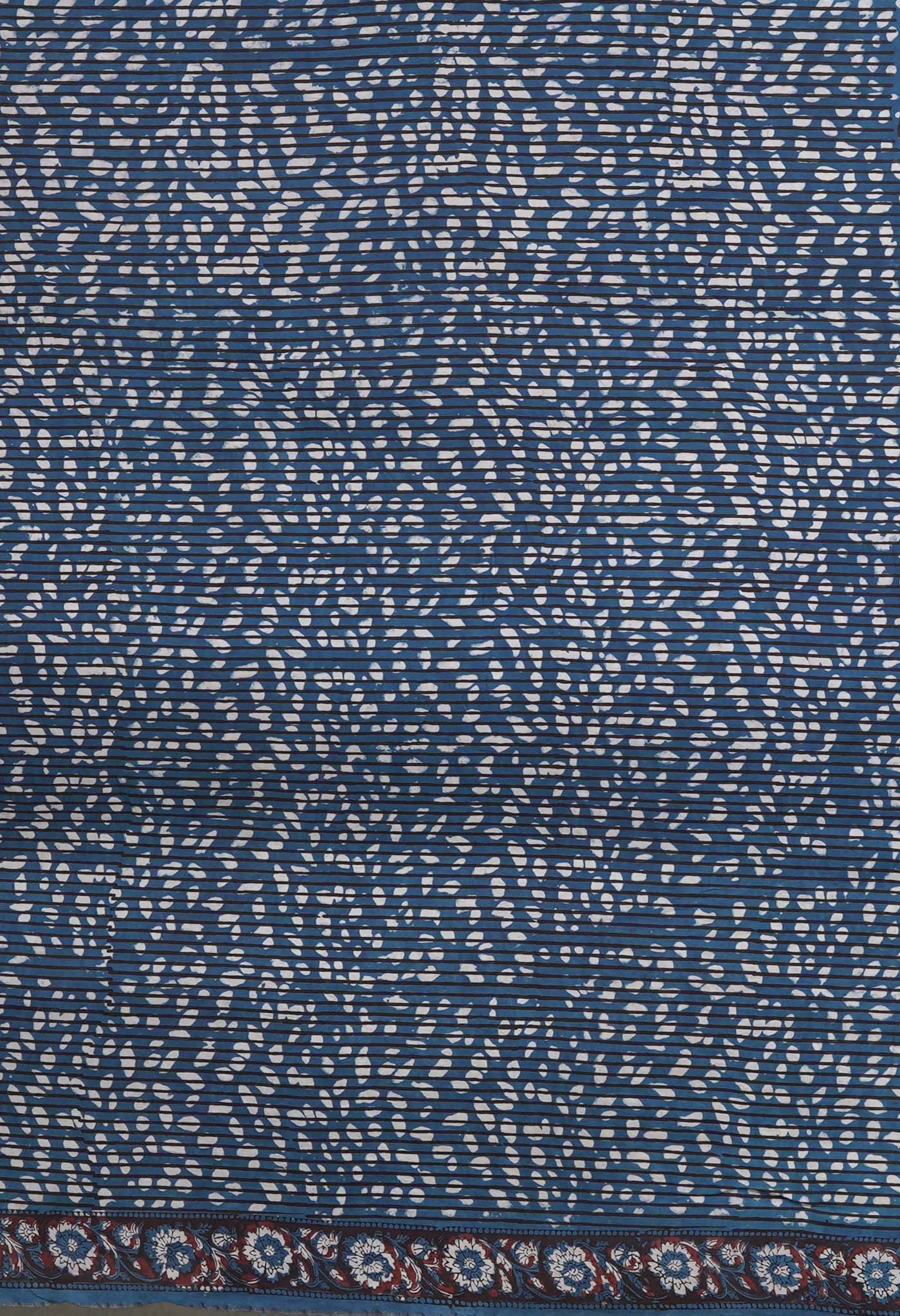 Black-Blue Pure Ajrakh Printed Uppada Sico Saree-UNM82072