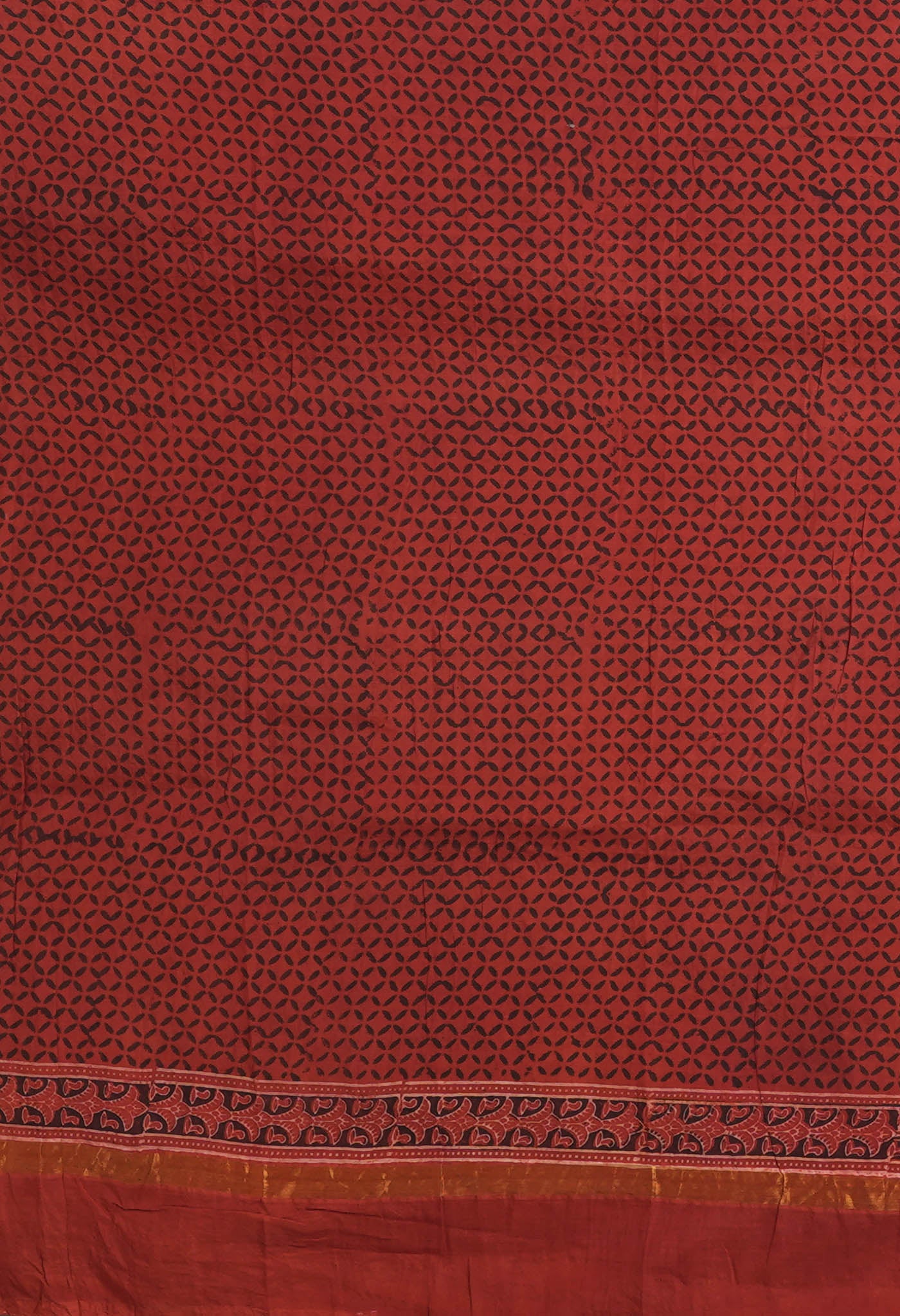 Red Pure Ajrakh Printed Soft Silk Saree-UNM82076