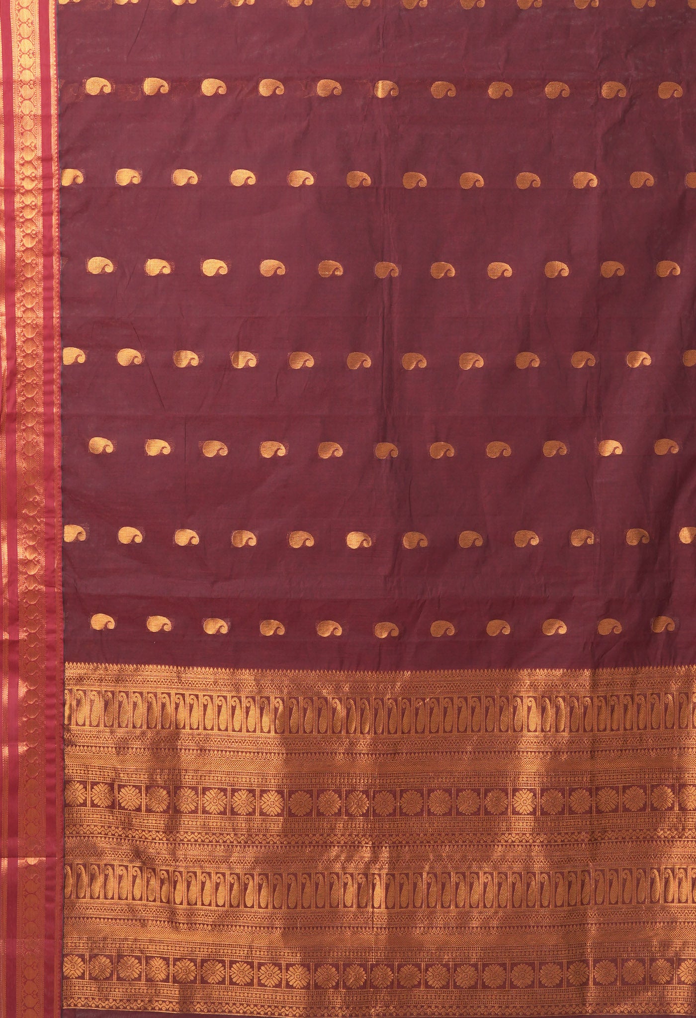 Maroon Pure Pavani Handcrafted Kanchi Cotton Saree-UNM82142