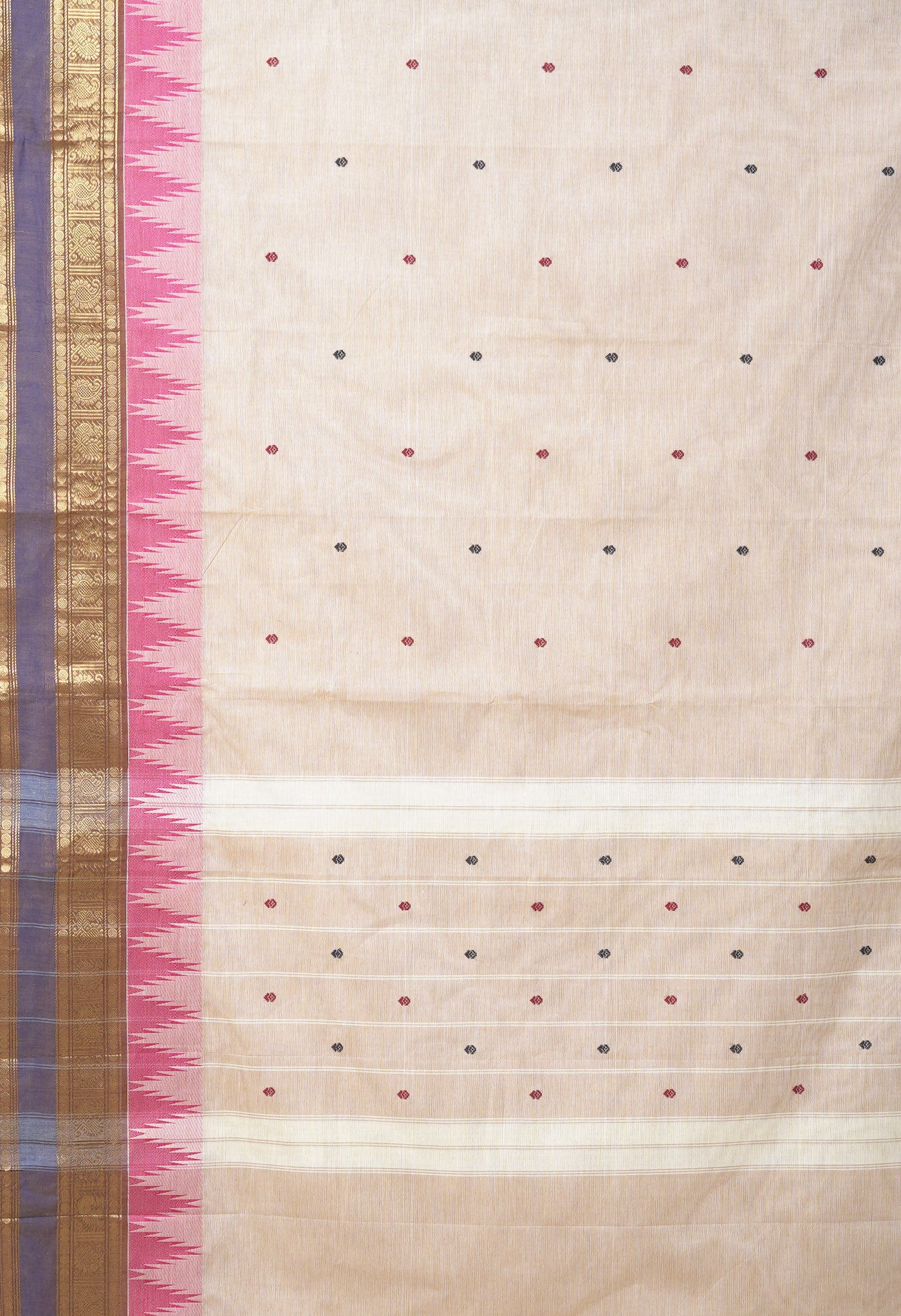 Cream Pure Pavani Handcrafted Kanchi Cotton Saree-UNM82185