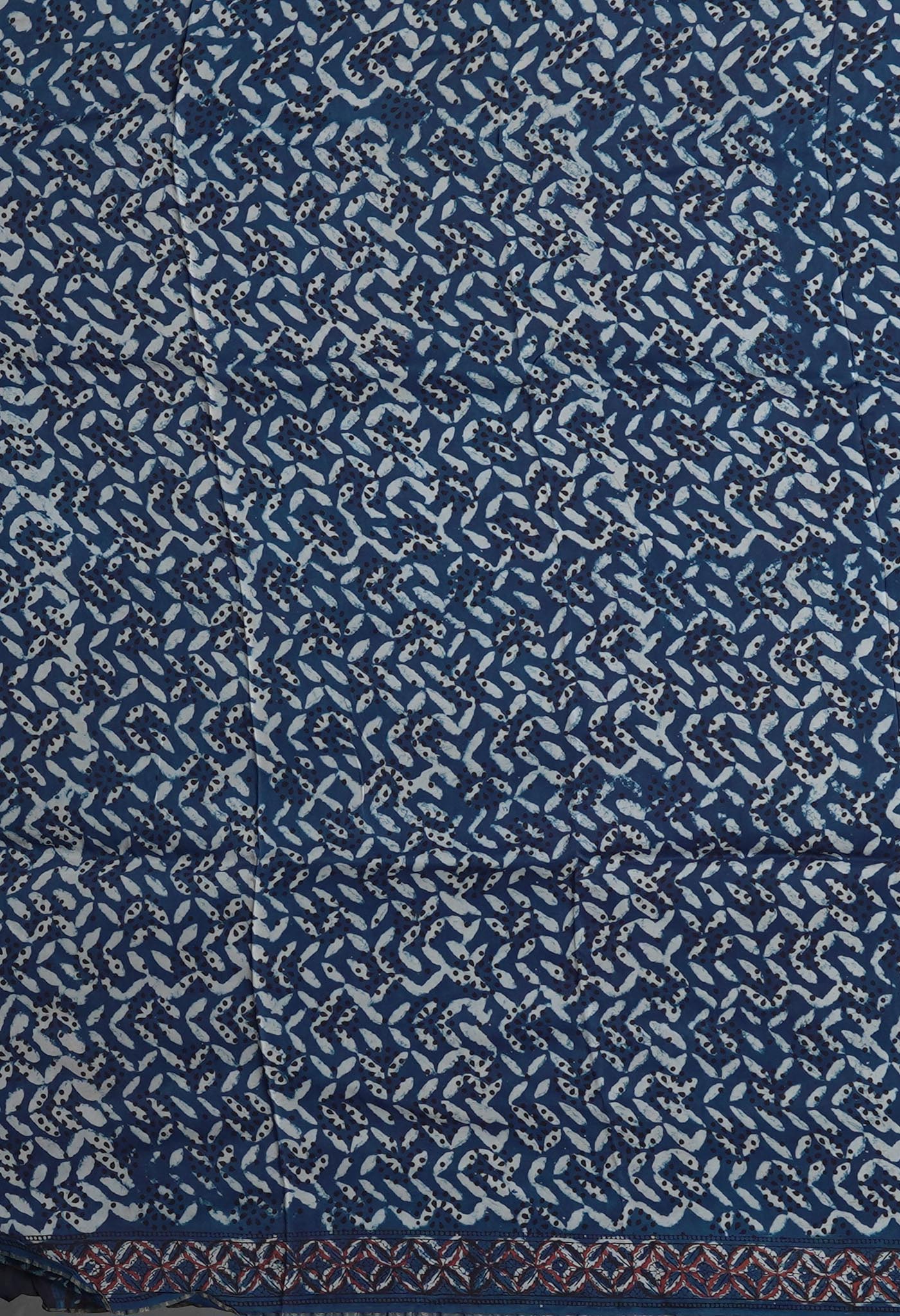 Blue-Black Pure Ajrakh Printed Uppada Soft Silk Saree-UNM82313