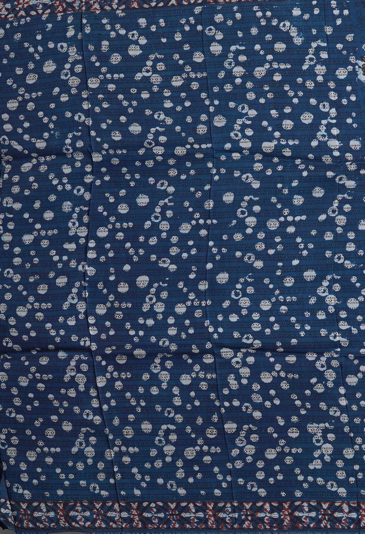 Blue Pure Ajrakh Printed Uppada Soft Silk Saree-UNM82315