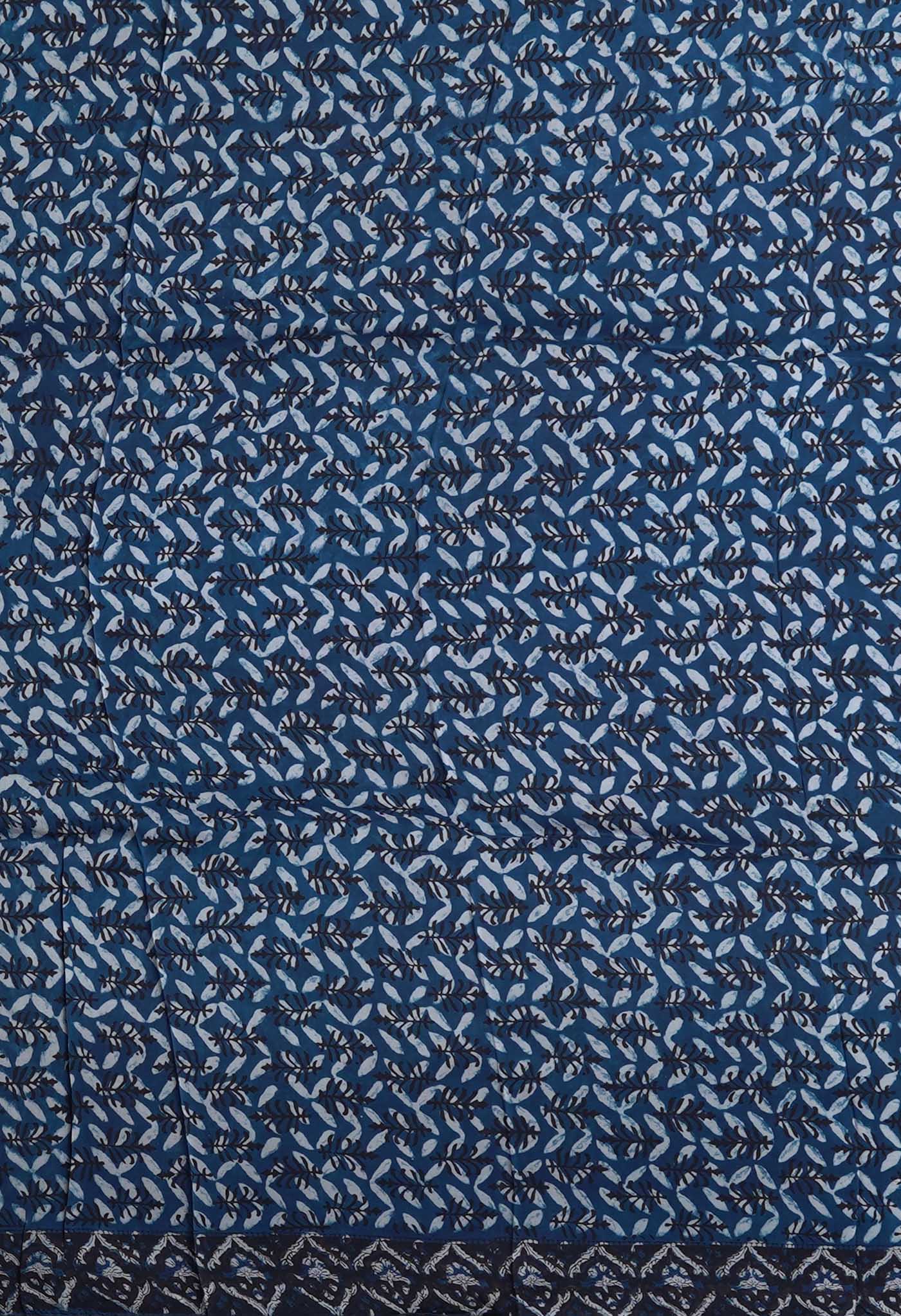 Black-Blue Pure Ajrakh Printed Uppada Soft Silk Saree-UNM82320