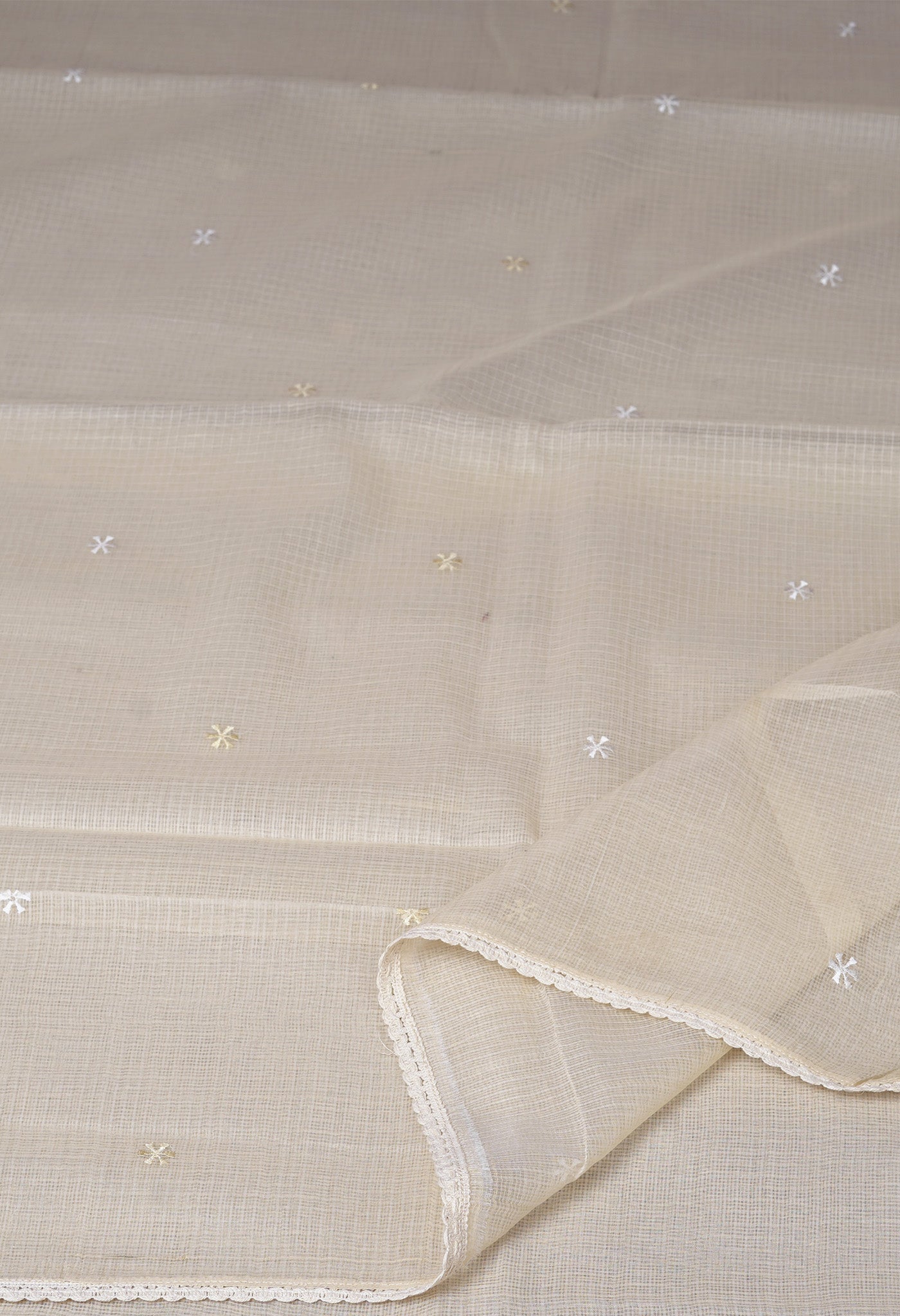 Cream Pure Emboridery Kota Saree-UNM82476