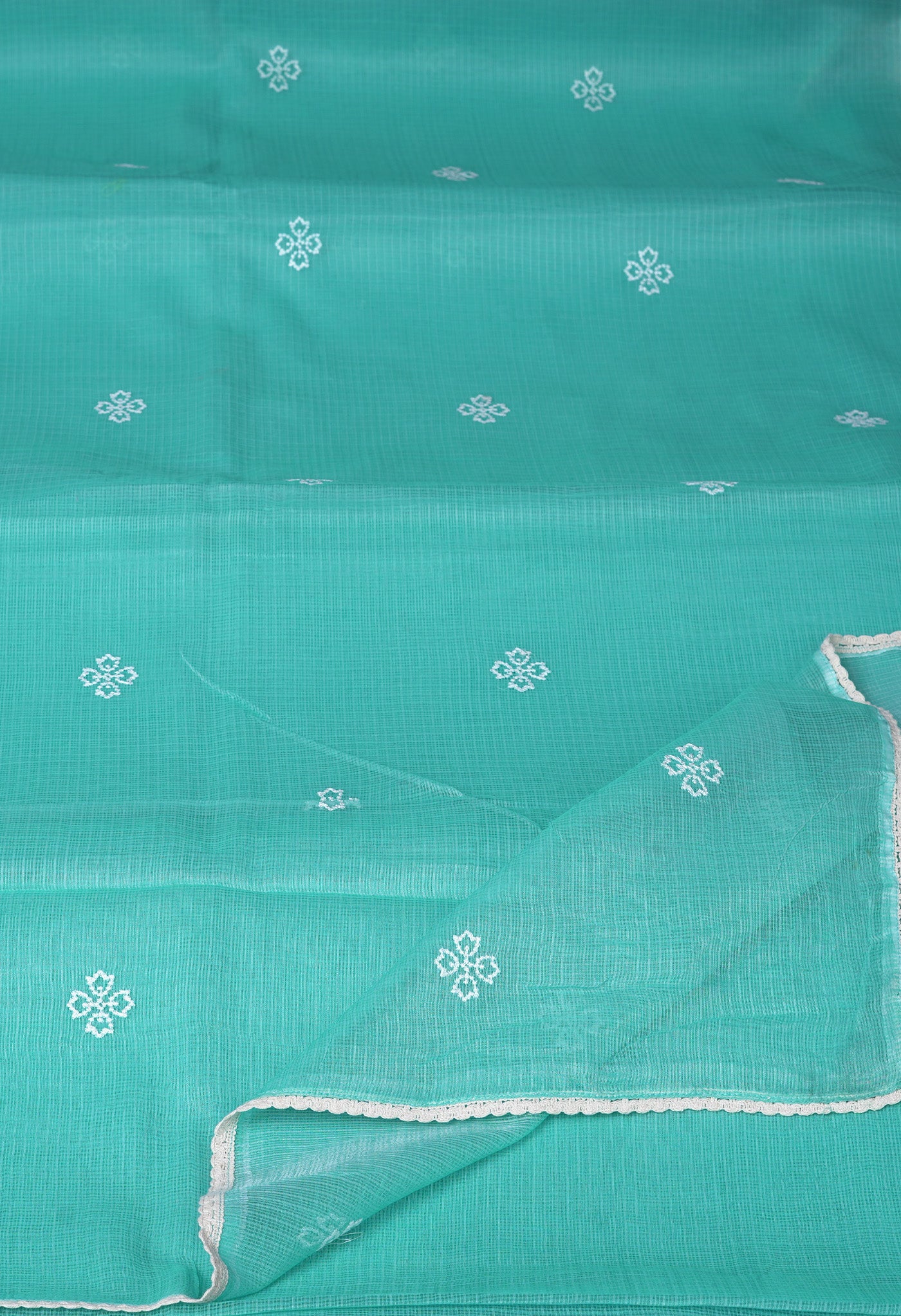 Turquoise Green Pure Emboridery Kota Saree-UNM82497