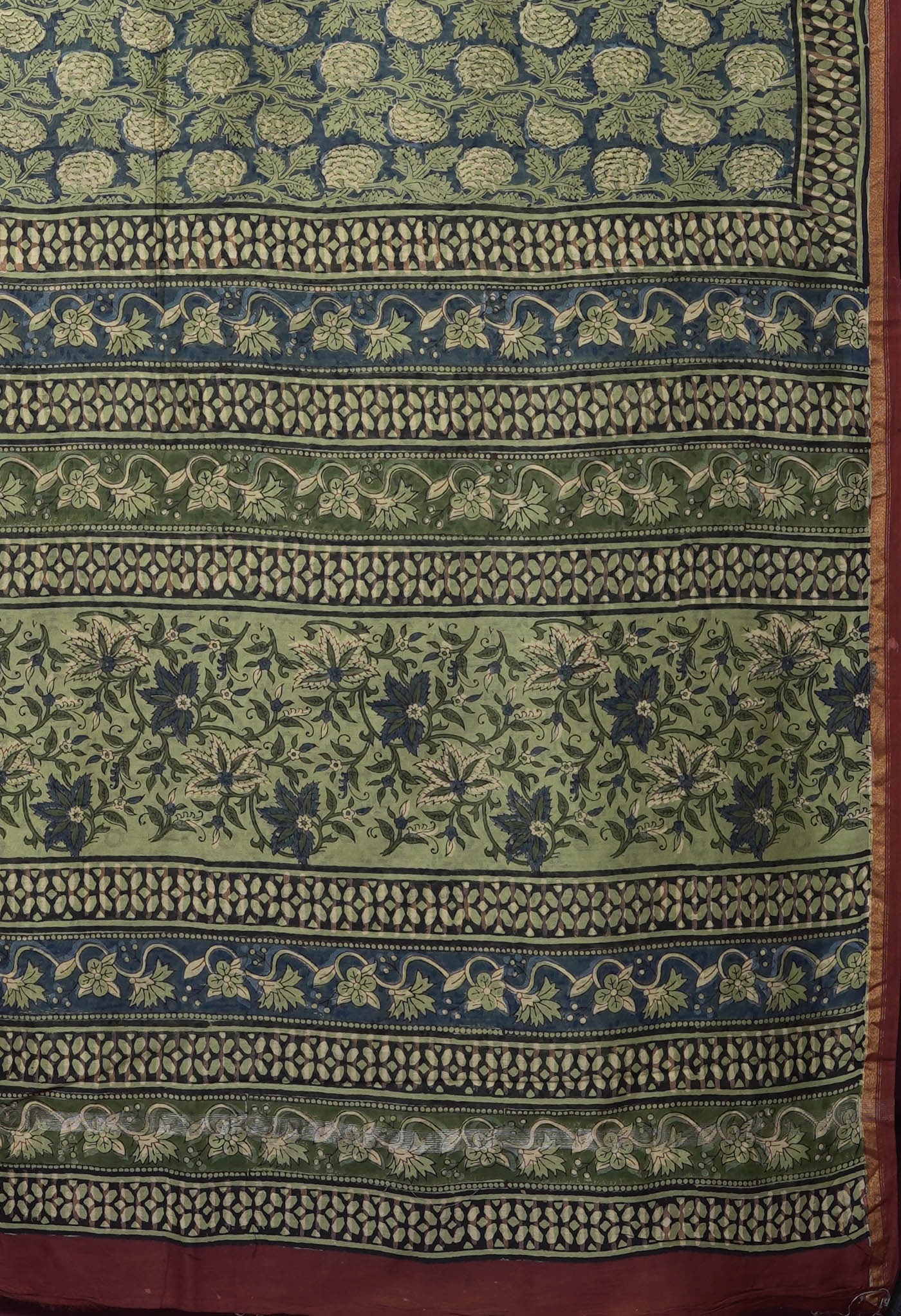 Blue Pure Bagru Kalamkari Printed Chanderi Sico Saree-UNM82638