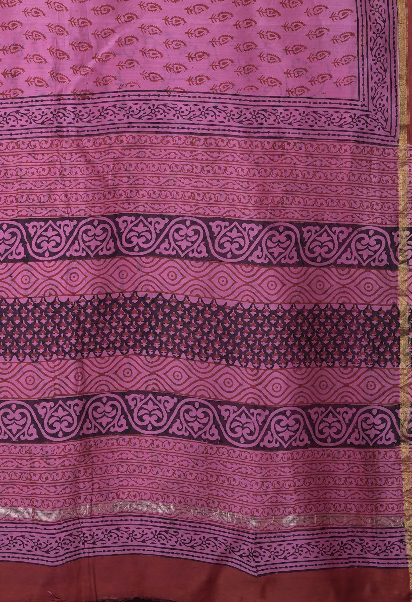 Pink Pure Bagru Kalamkari Printed Chanderi Sico Saree-UNM82640