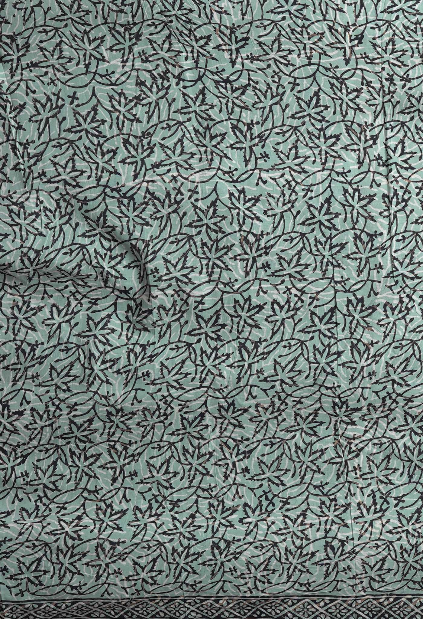 Pale Blue Pure Bagru Block Printed Chanderi Sico Saree-UNM82687