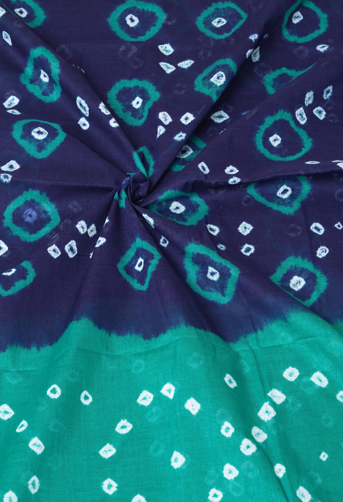 Navy Blue-Turquoise Blue Pure Bandhani Tie & Dye Soft Mulmul Cotton Saree-UNM82876