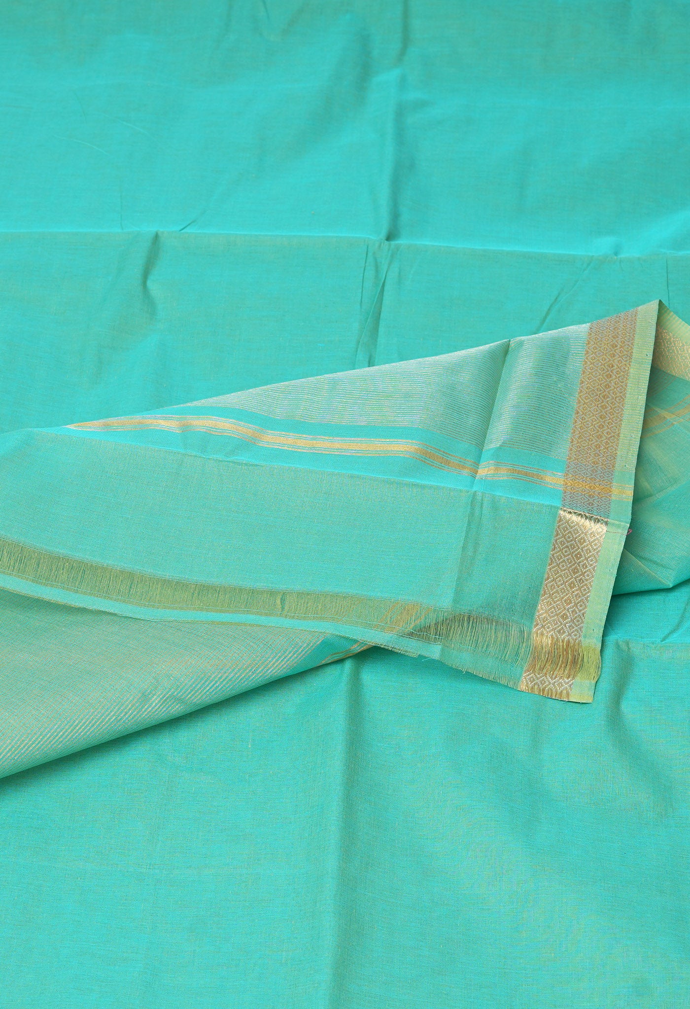 Green Pure Plain Mangalgiri Cotton Saree-UNM82882
