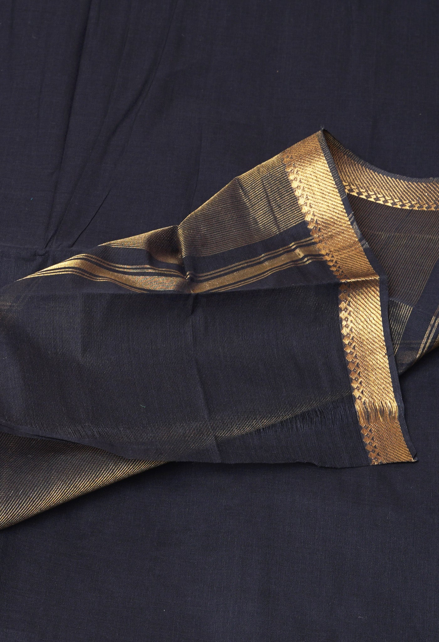 Black Pure Plain Mangalgiri Cotton Saree-UNM82885