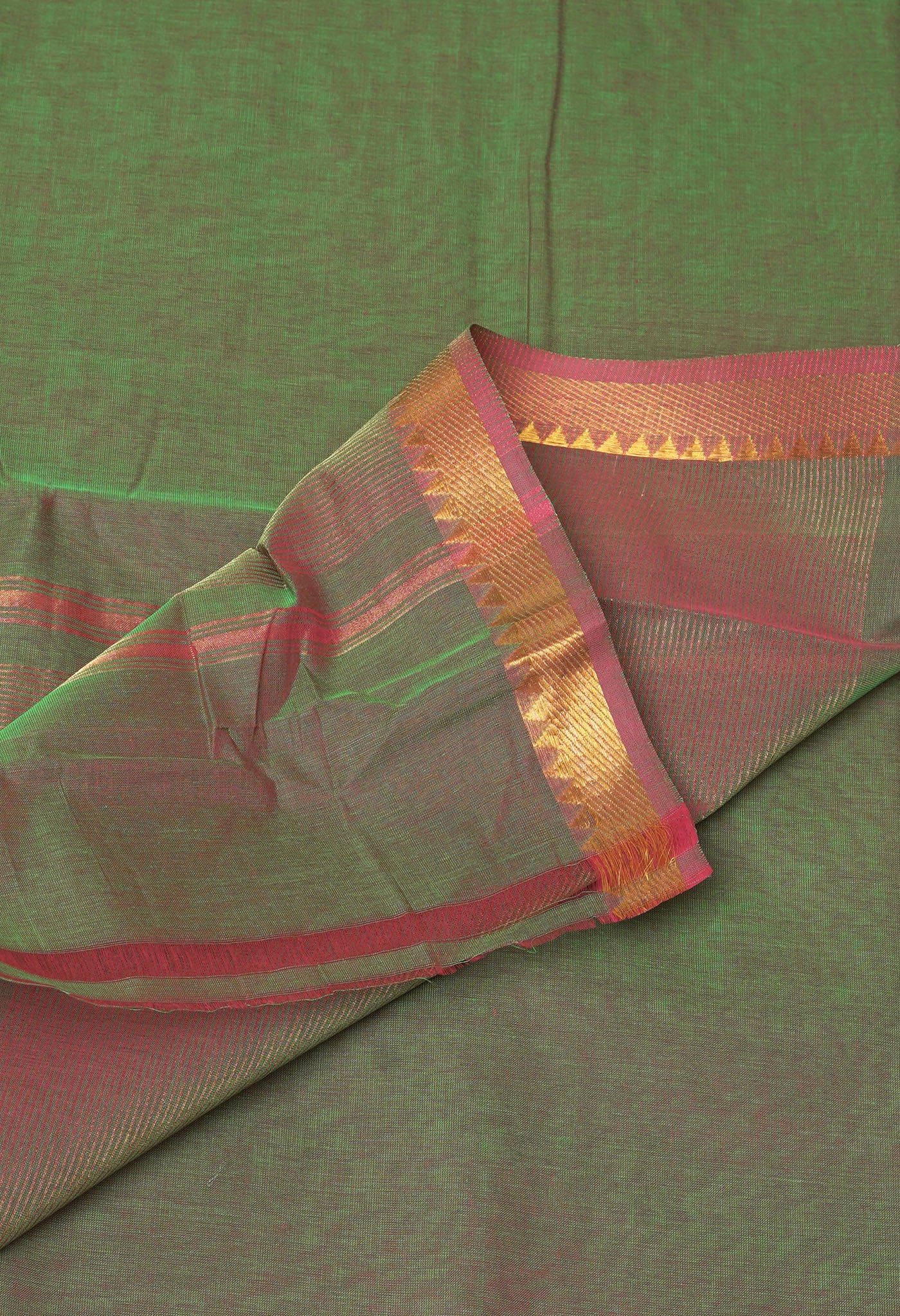 Green Pure Plain Mangalgiri Cotton Saree-UNM82887