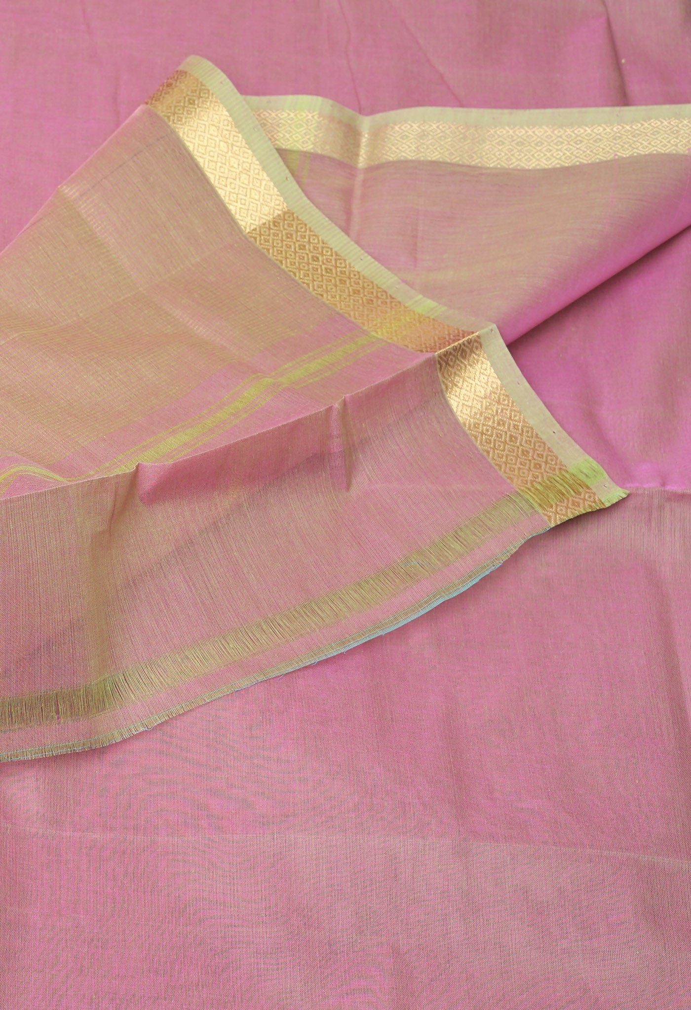 Pink Pure Plain Mangalgiri Cotton Saree-UNM82888