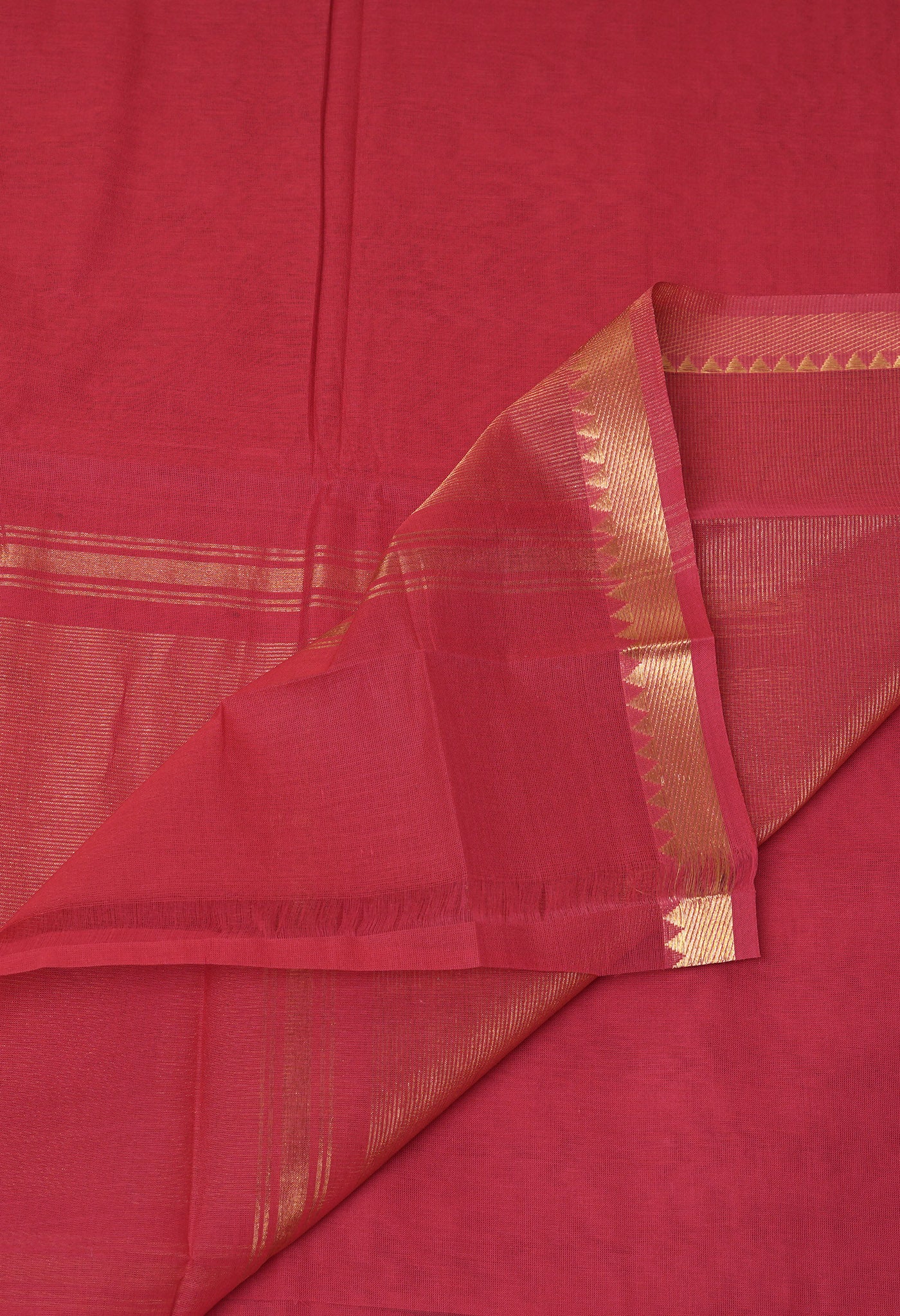 Red Pure Plain Mangalgiri Cotton Saree-UNM82891