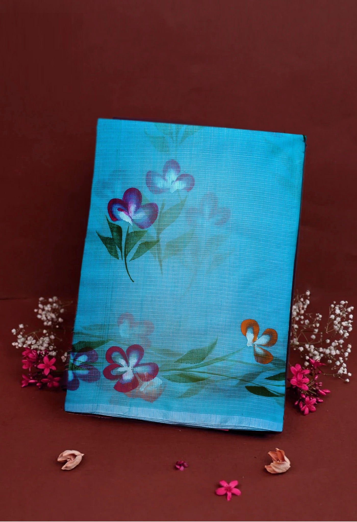 Blue Pure Hand Painted Doria Kota Saree-UNM83061