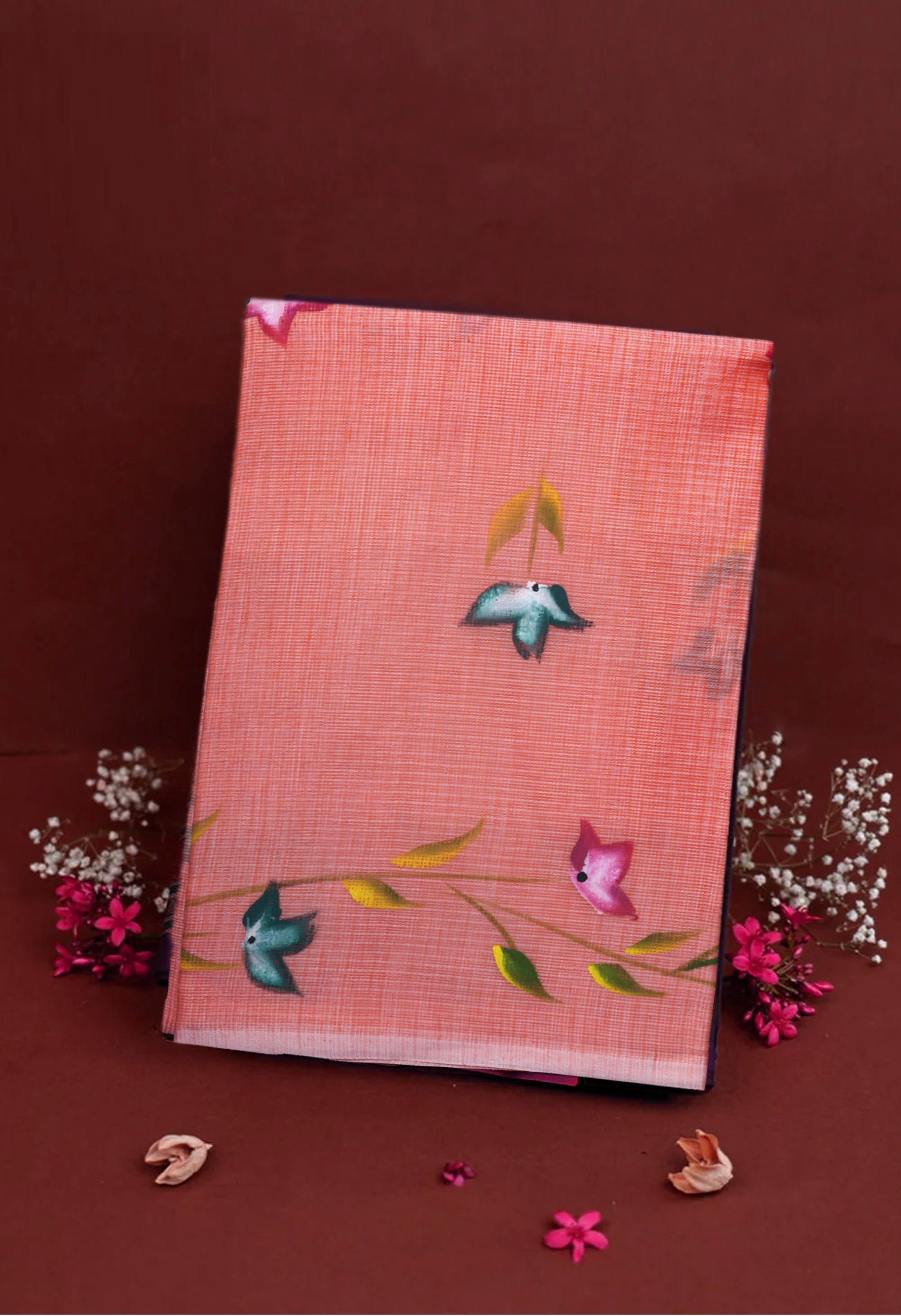 Orange Pure Hand Painted Doria Kota Saree-UNM83098