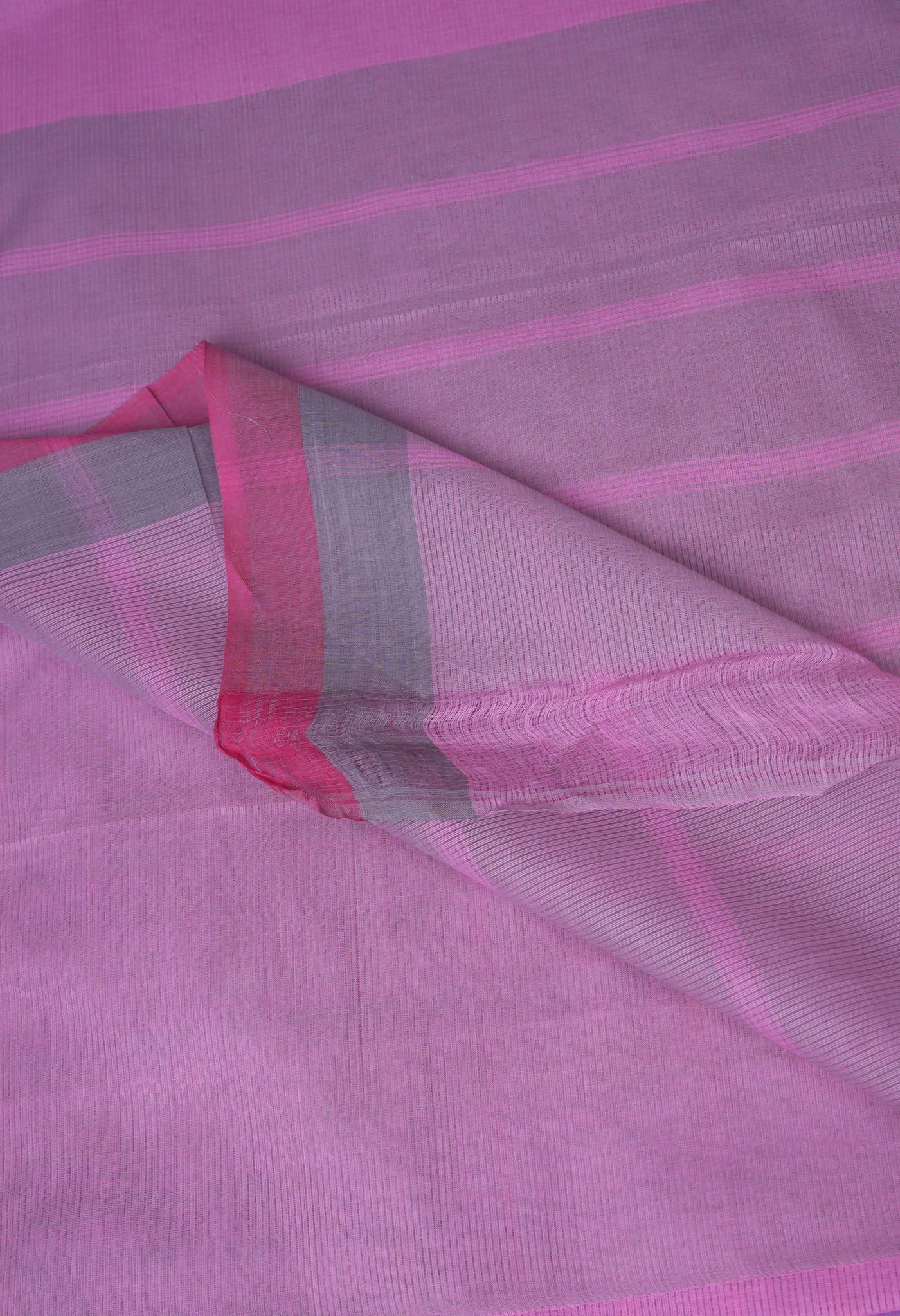 Pink-Grey Pure Plain Pavani Mangalgiri Cotton Saree-UNM83125