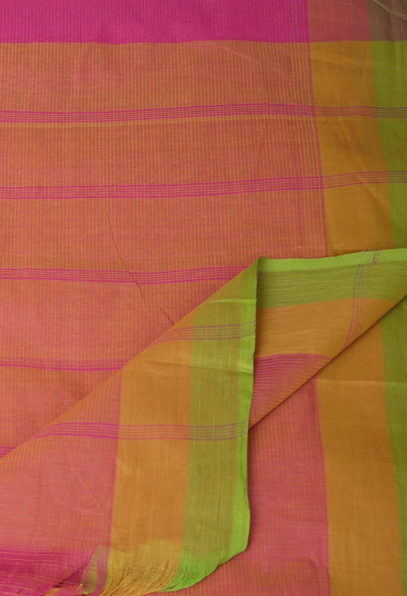 Pink-Orange Pure Plain Pavani Mangalgiri Cotton Saree-UNM83126