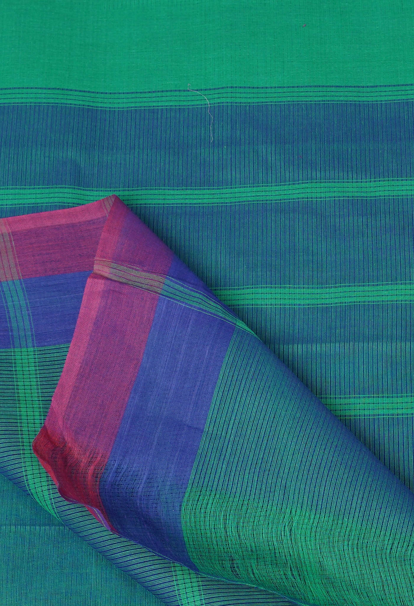 Green-Pink Pure Plain Pavani Mangalgiri Cotton Saree-UNM83127
