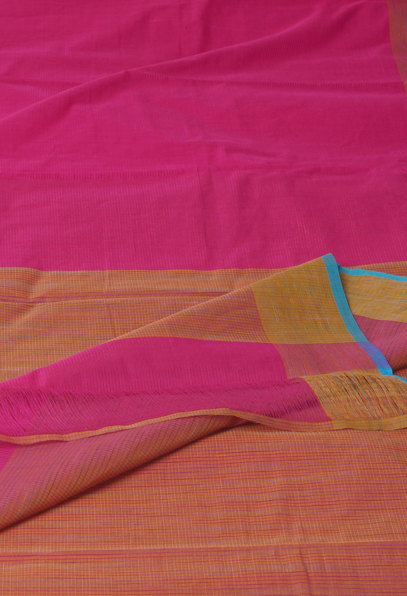 Pink-Brown Pure Plain Pavani Mangalgiri Cotton Saree-UNM83128