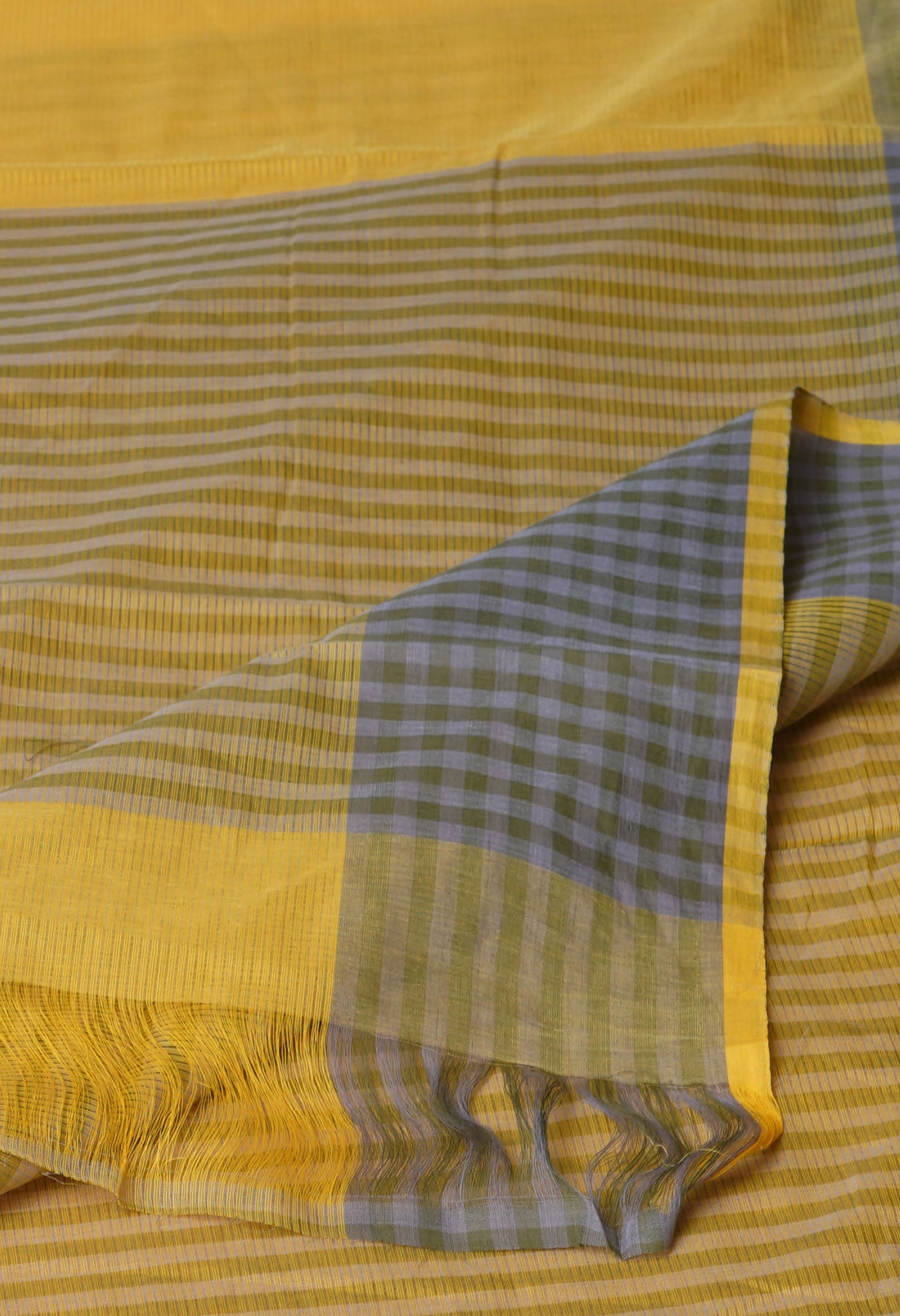 Yellow Pure Plain Pavani Mangalgiri Cotton Saree-UNM83132