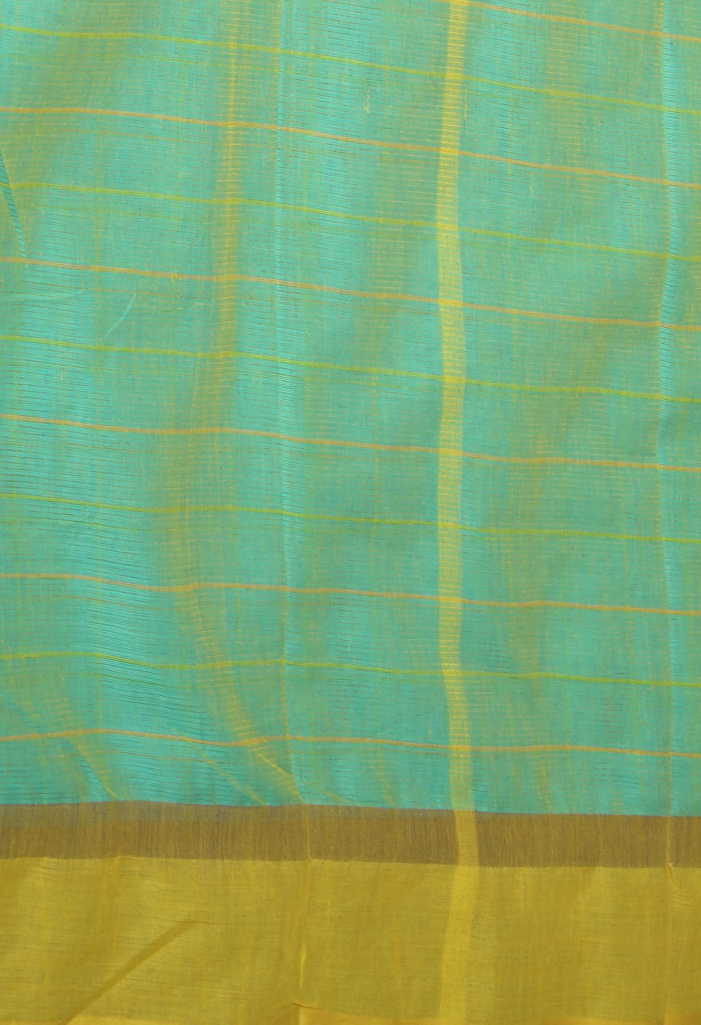 Blue-Yellow Pure Woven Checks Pavani Mangalgiri Cotton Saree-UNM83147