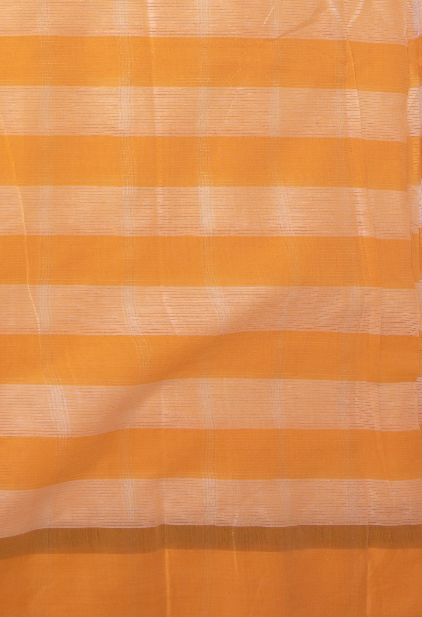 Orange-White Pure Woven Checks Pavani Mangalgiri Cotton Saree-UNM83149