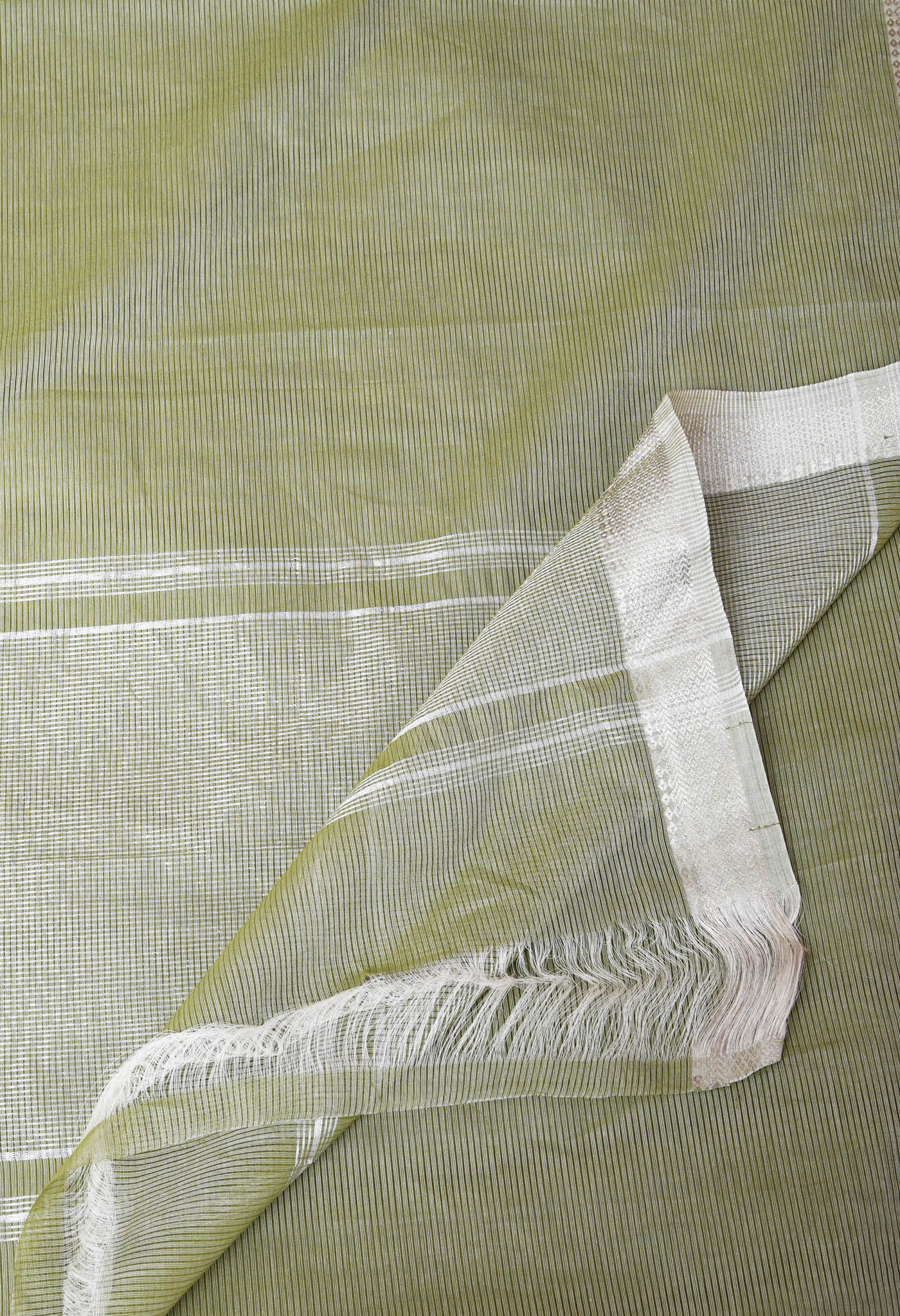 Pale Green Pure Plain Pavani Mangalgiri Cotton Saree-UNM83156