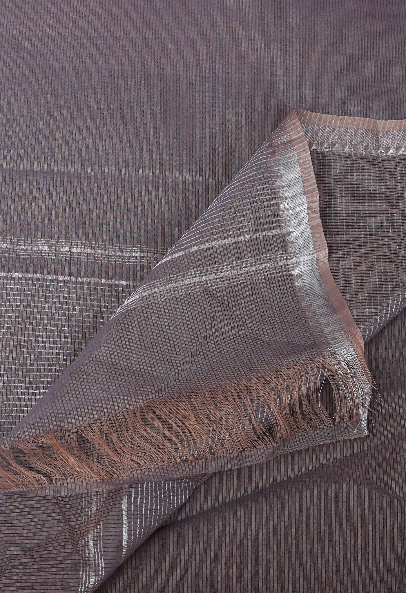 Grey Pure Plain Pavani Mangalgiri Cotton Saree-UNM83163