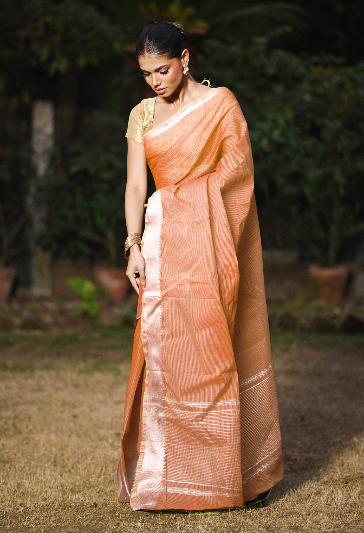 Red Pure Plain Pavani Mangalgiri Cotton Saree-UNM83165