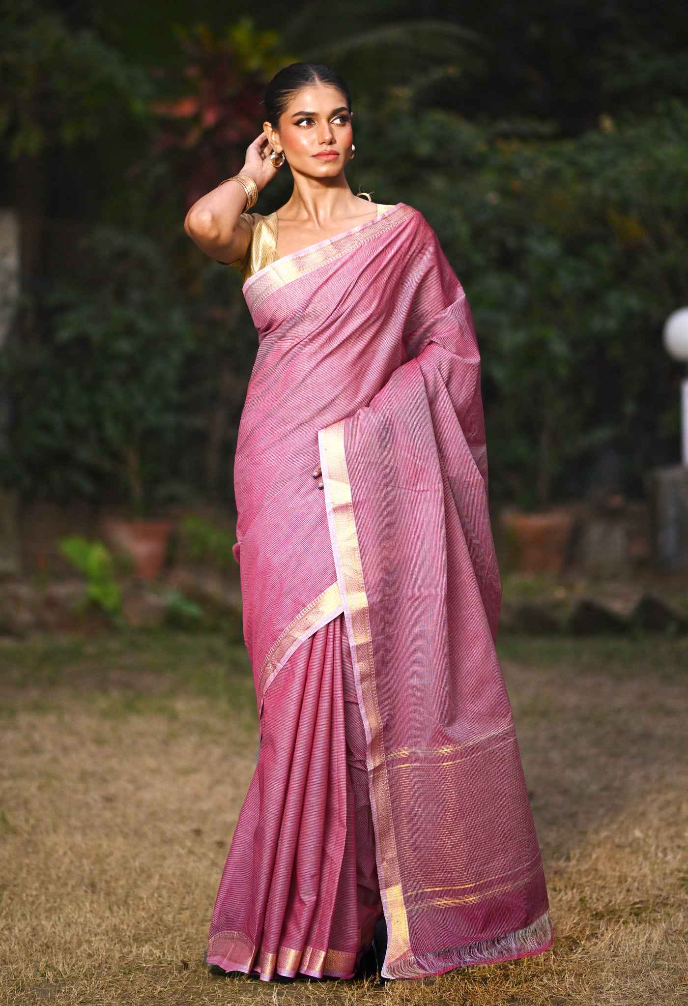 Maroon Pure Plain Pavani Mangalgiri Cotton Saree-UNM83170