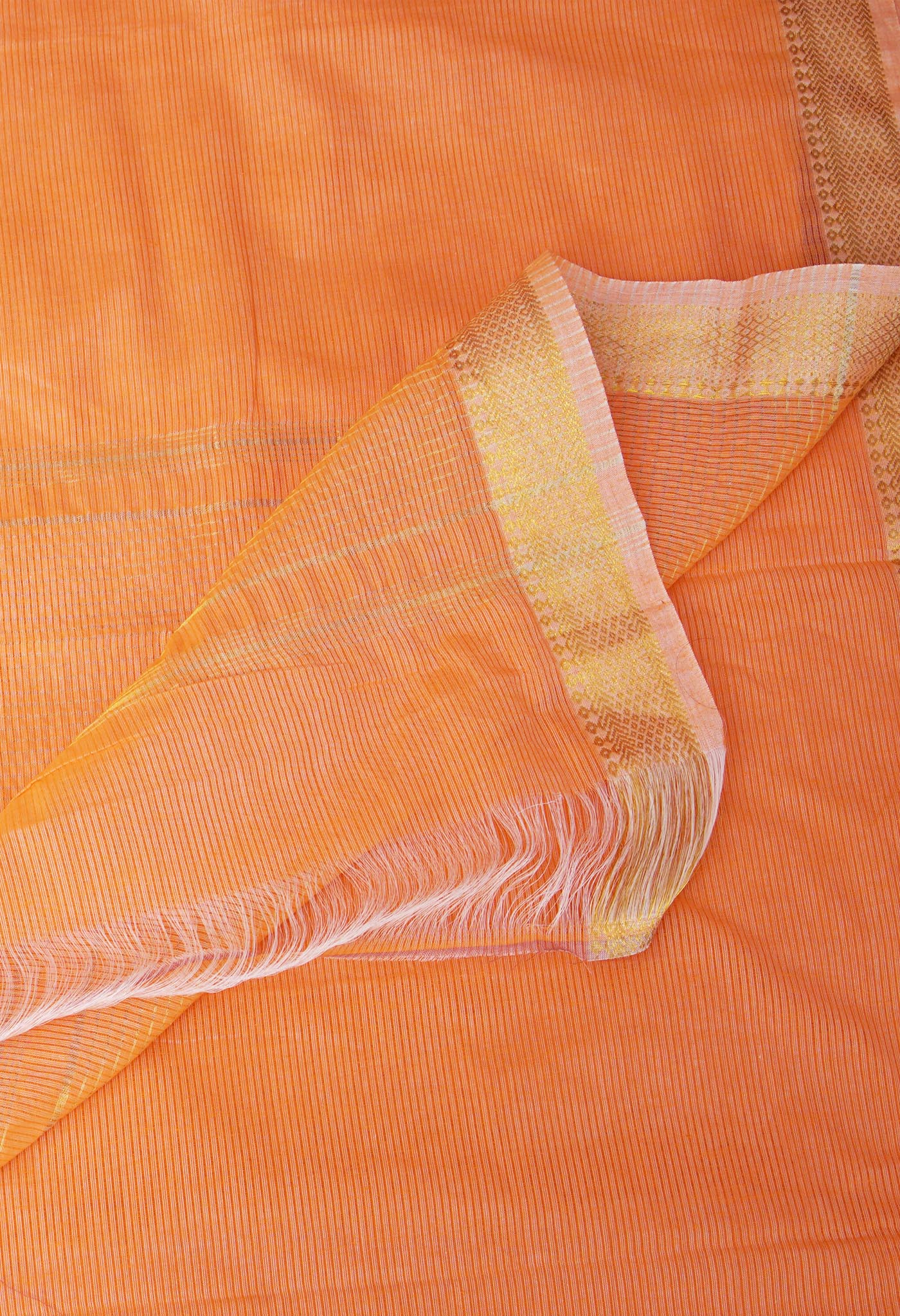 Orange Pure Plain Pavani Mangalgiri Cotton Saree-UNM83171