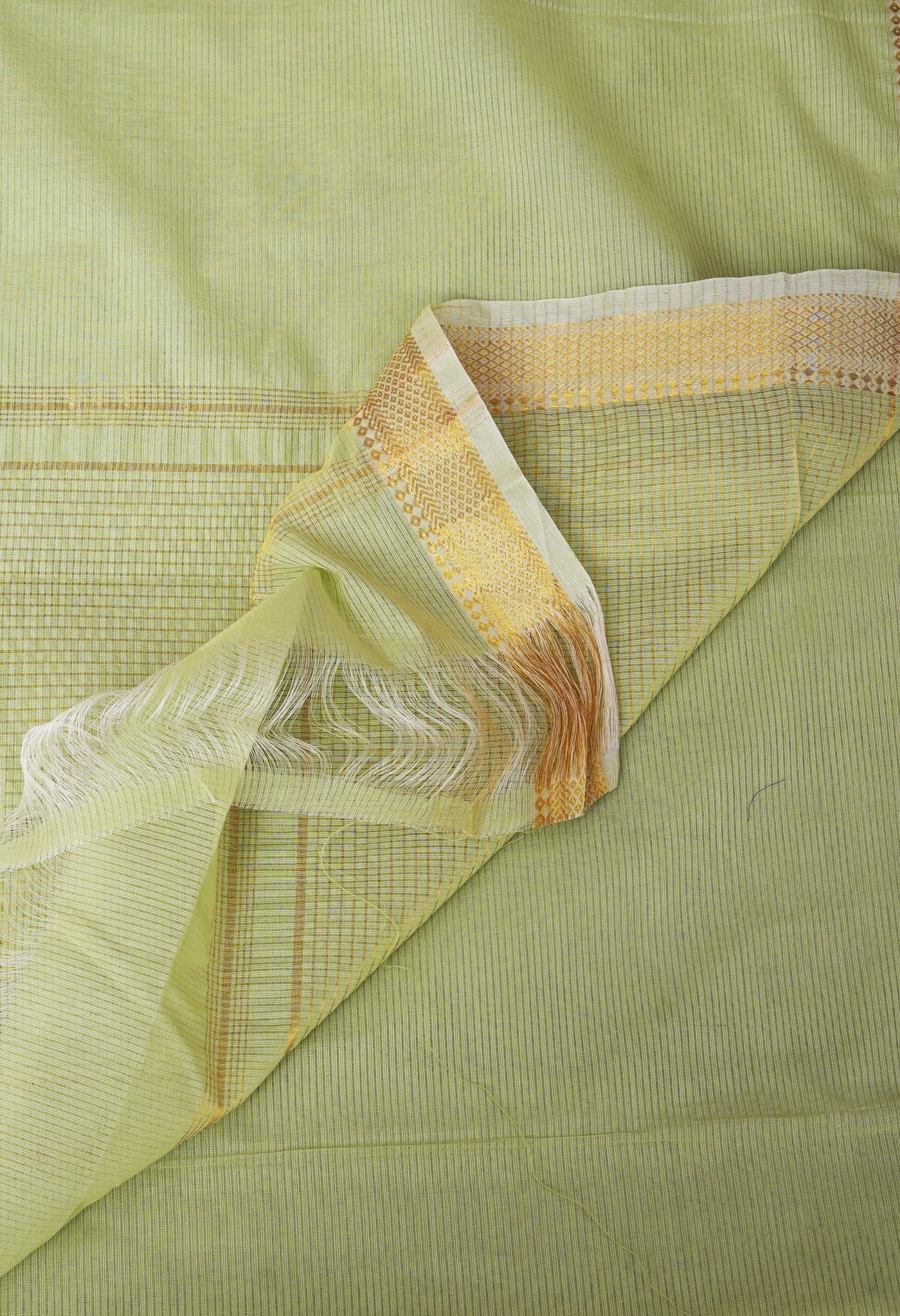 Light Pista Green Pure Plain Pavani Mangalgiri Cotton Saree-UNM83173