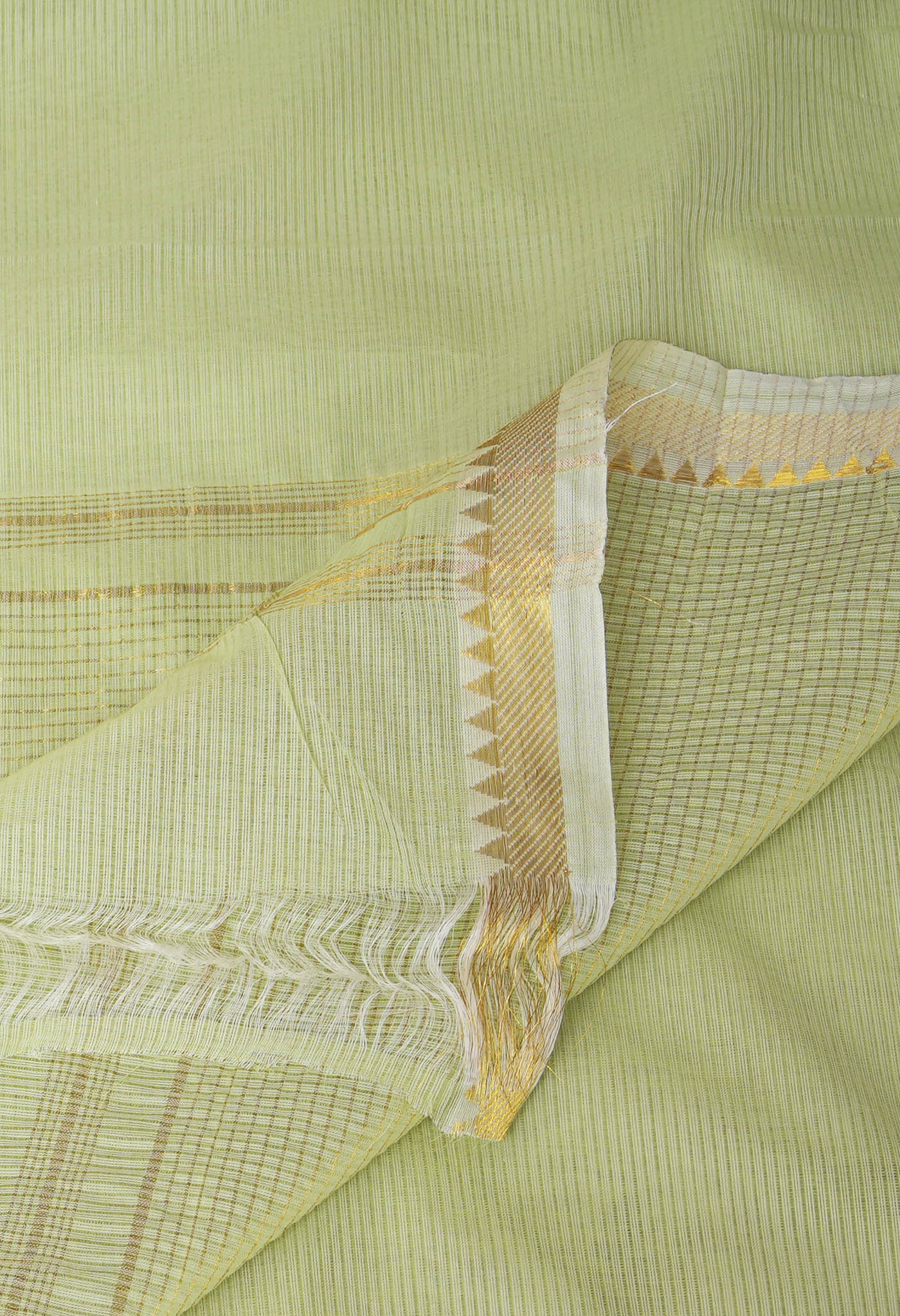 Light Pista Green Pure Plain Pavani Mangalgiri Cotton Saree-UNM83184