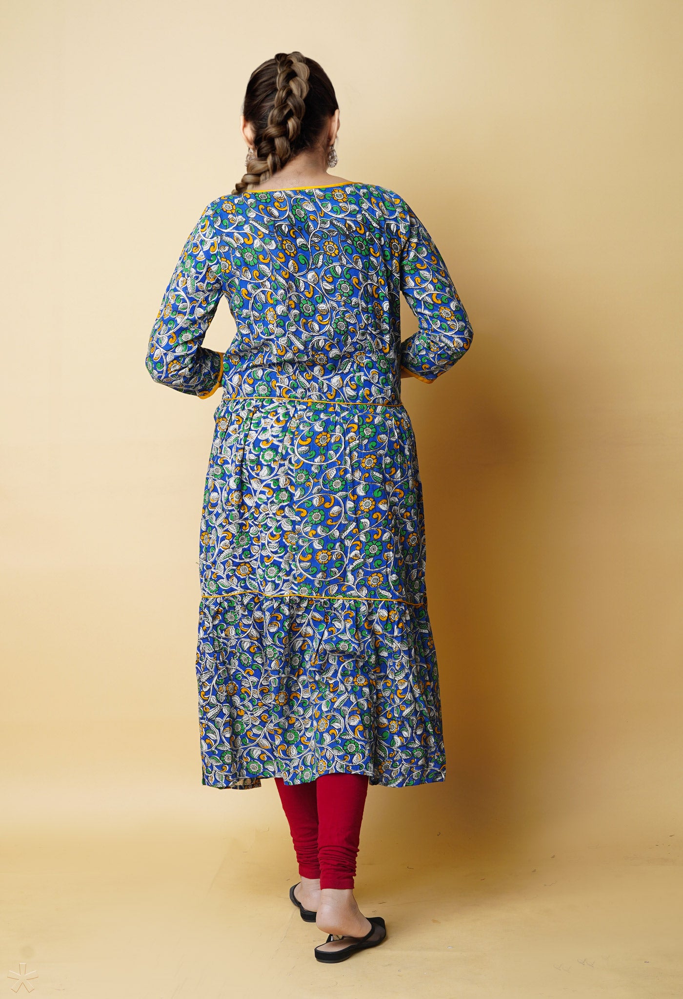 Blue Pure Kalamkari Floral Printed Cotton Kurta-PKK1940