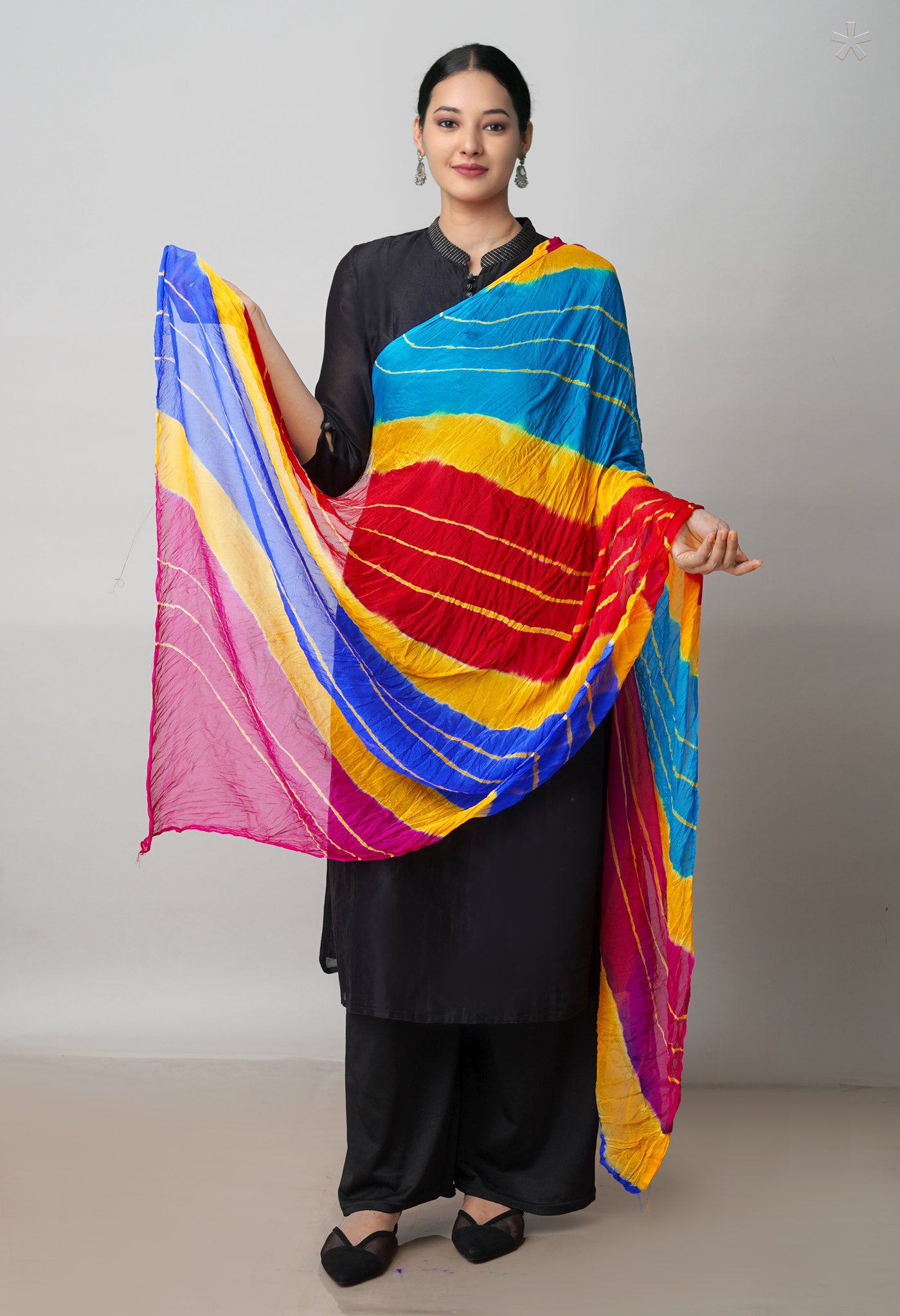 Multi Bandhani Printed Chiffon Silk Dupatta–UDS4405