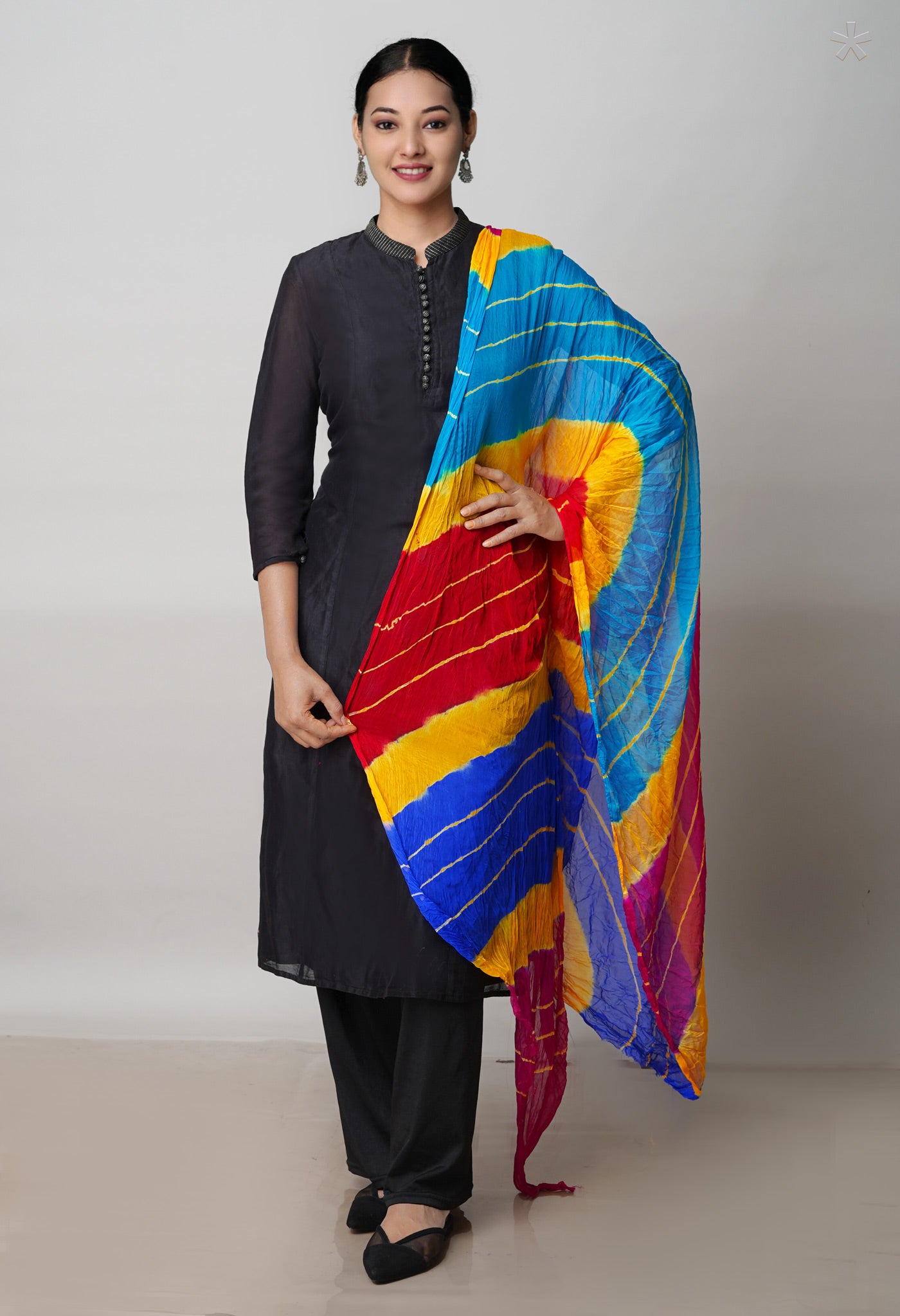 Multi Bandhani Printed Chiffon Silk Dupatta–UDS4405