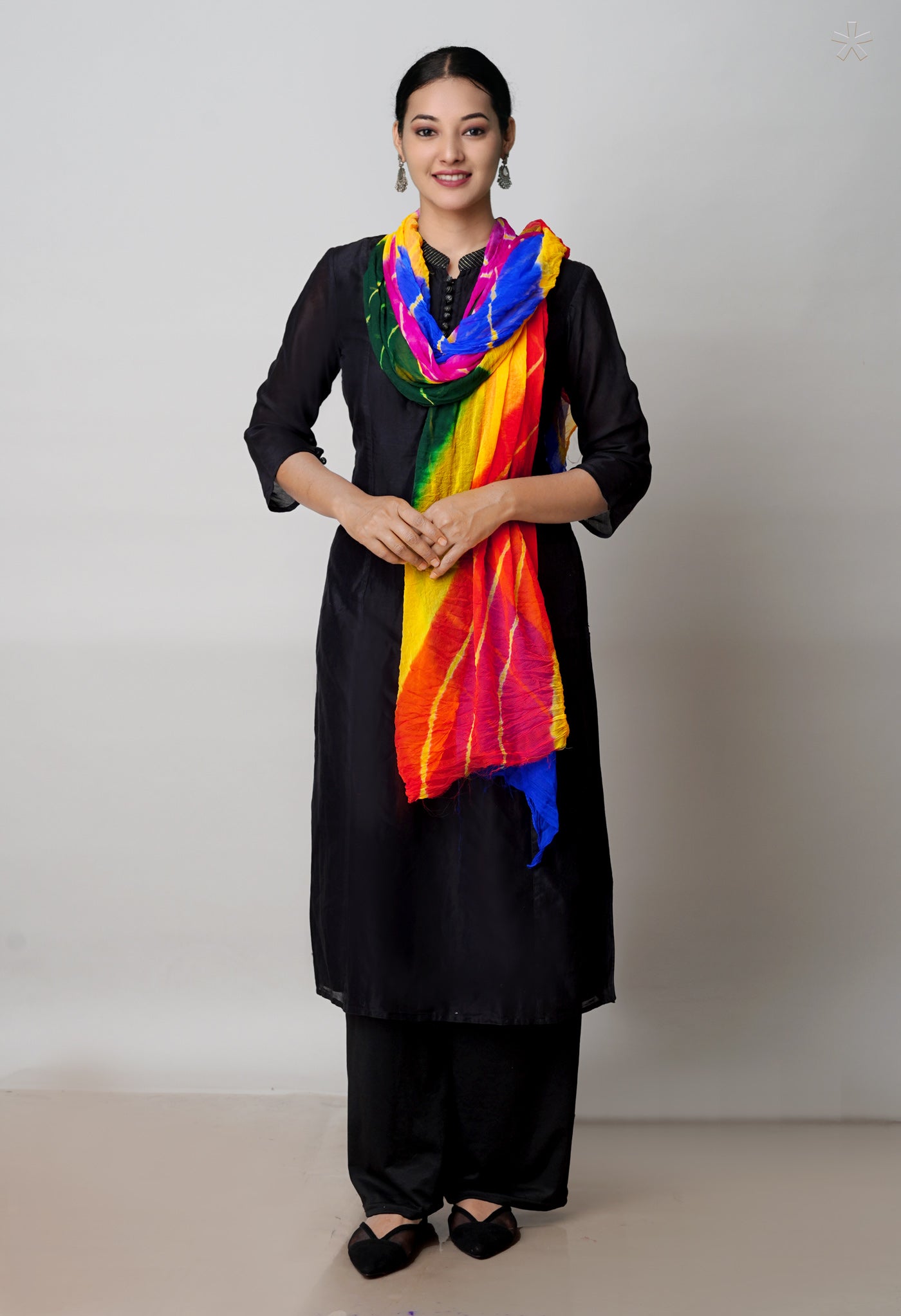 Multi Bandhani Printed Chiffon Silk Dupatta–UDS4425