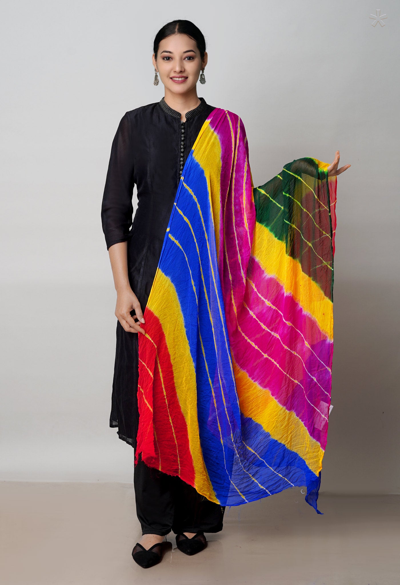 Multi Bandhani Printed Chiffon Silk Dupatta–UDS4425