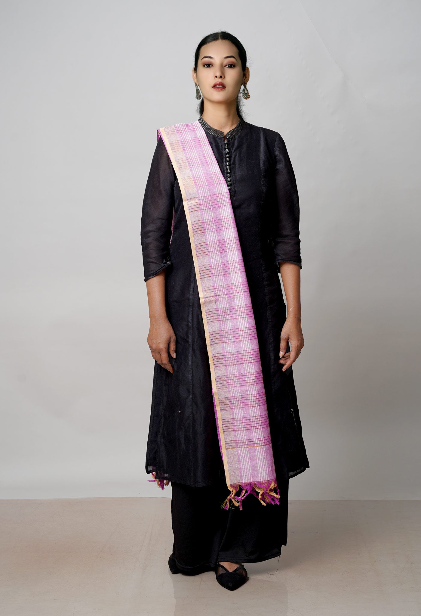Purple Pure Plain Mangalgiri Cotton Dupatta–UDS4855