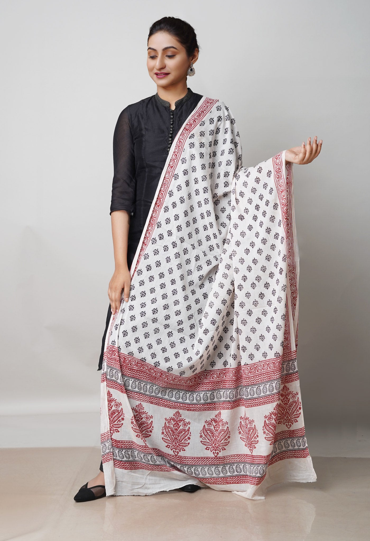 Beige Bagh Printed Chanderi Soft Silk Dupatta–UDS5143