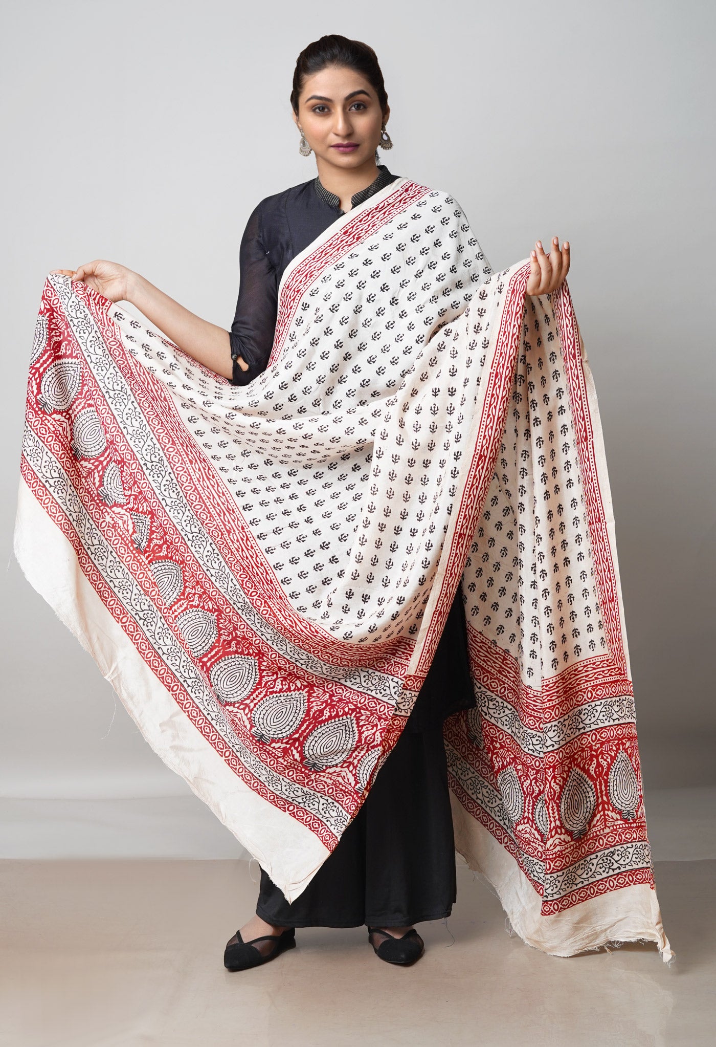 Beige Bagh Printed Chanderi Soft Silk Dupatta–UDS5149