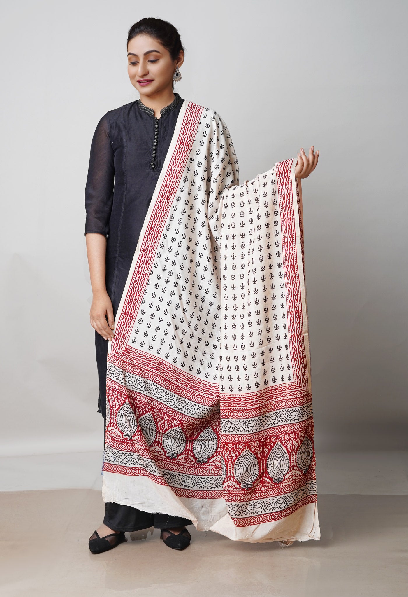 Beige Bagh Printed Chanderi Soft Silk Dupatta–UDS5149