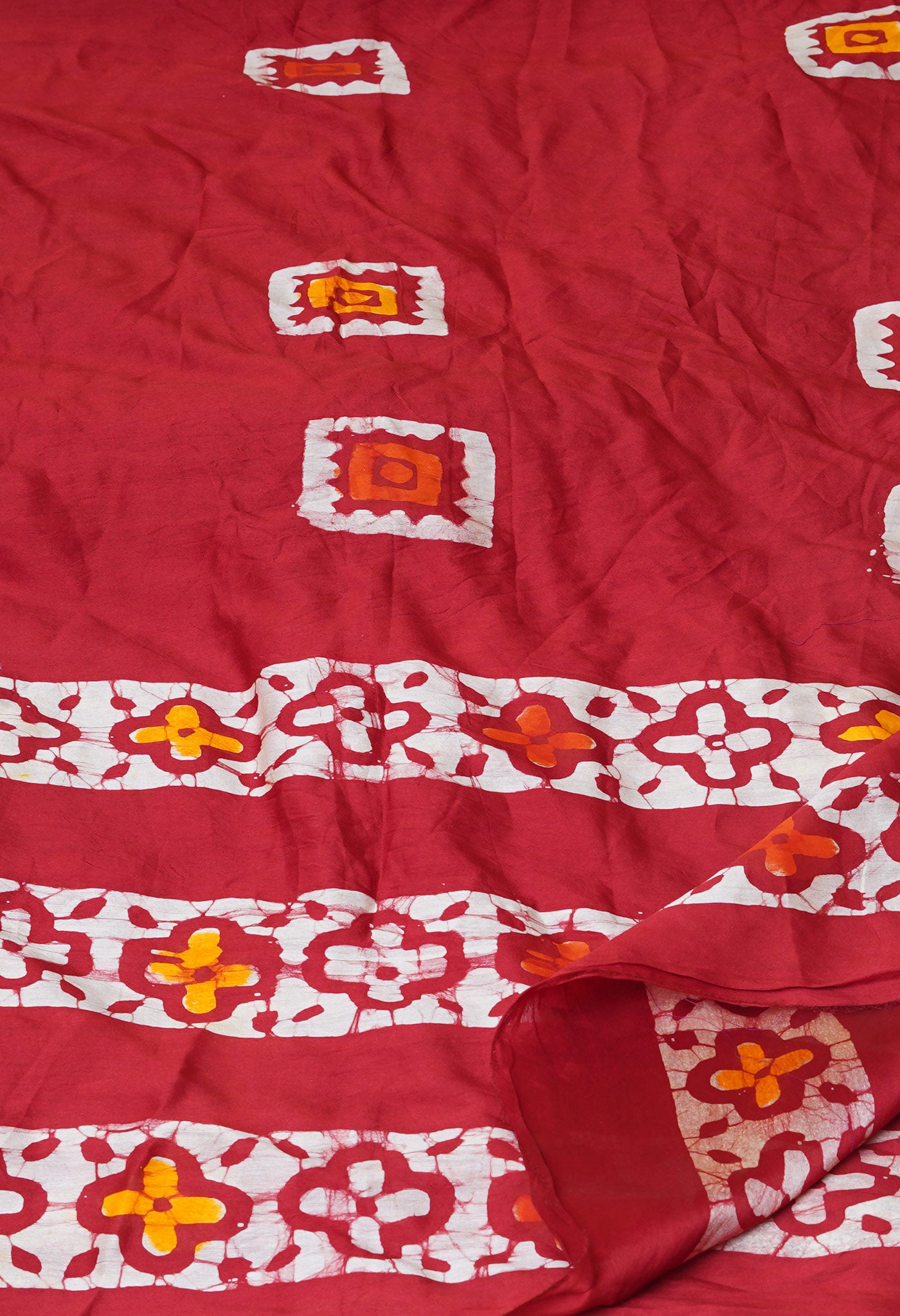Red Pure Batik Printed Chanderi Sico Dupatta– UDS5290