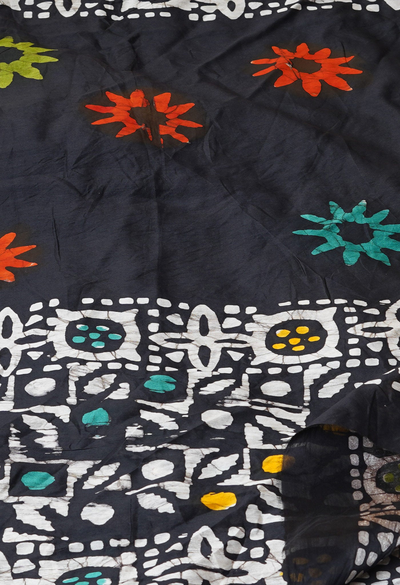 Black Pure Batik Printed Chanderi Sico Dupatta– UDS5291