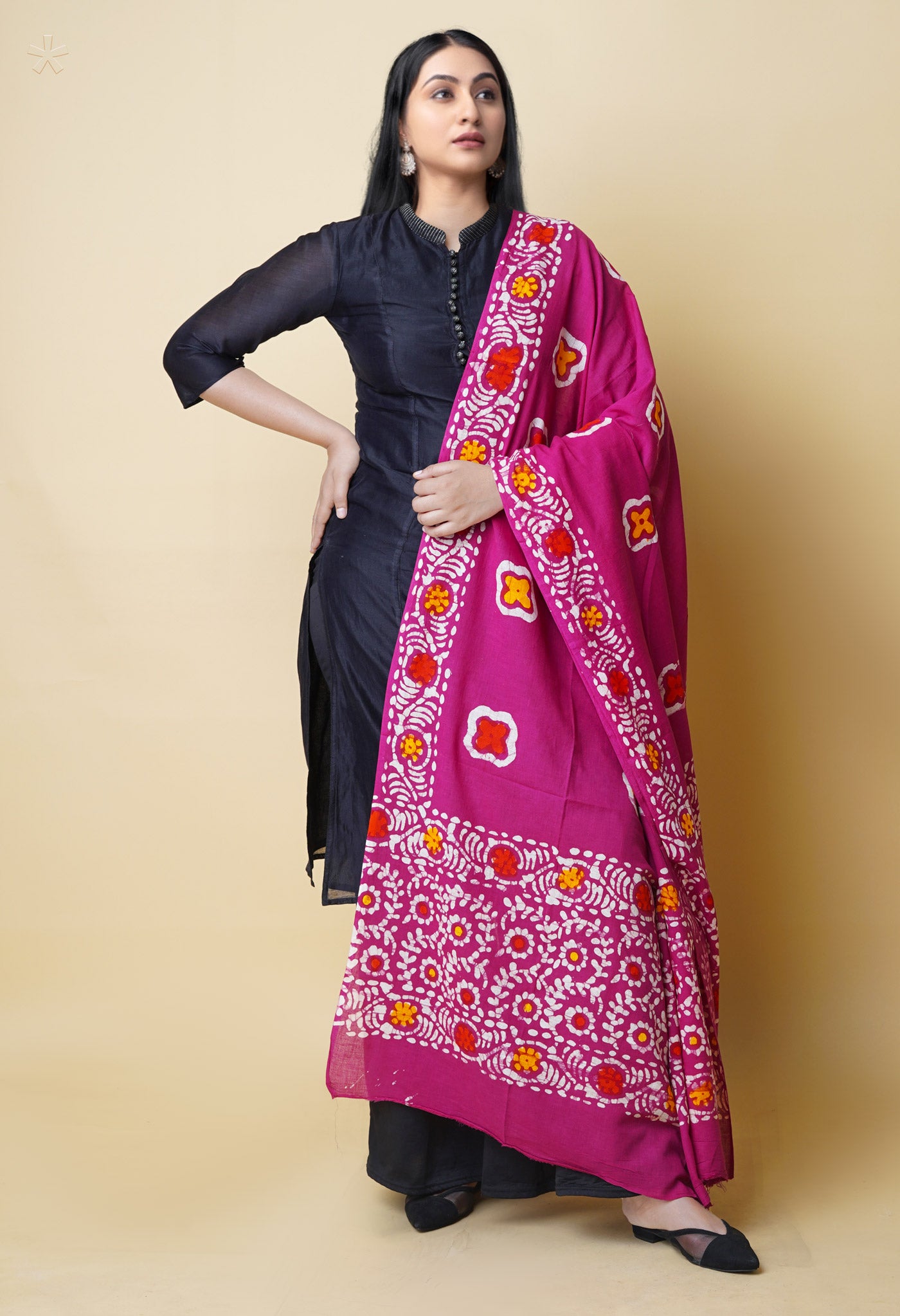 Pink Pure Batik Printed Cotton Dupatta– UDS5302
