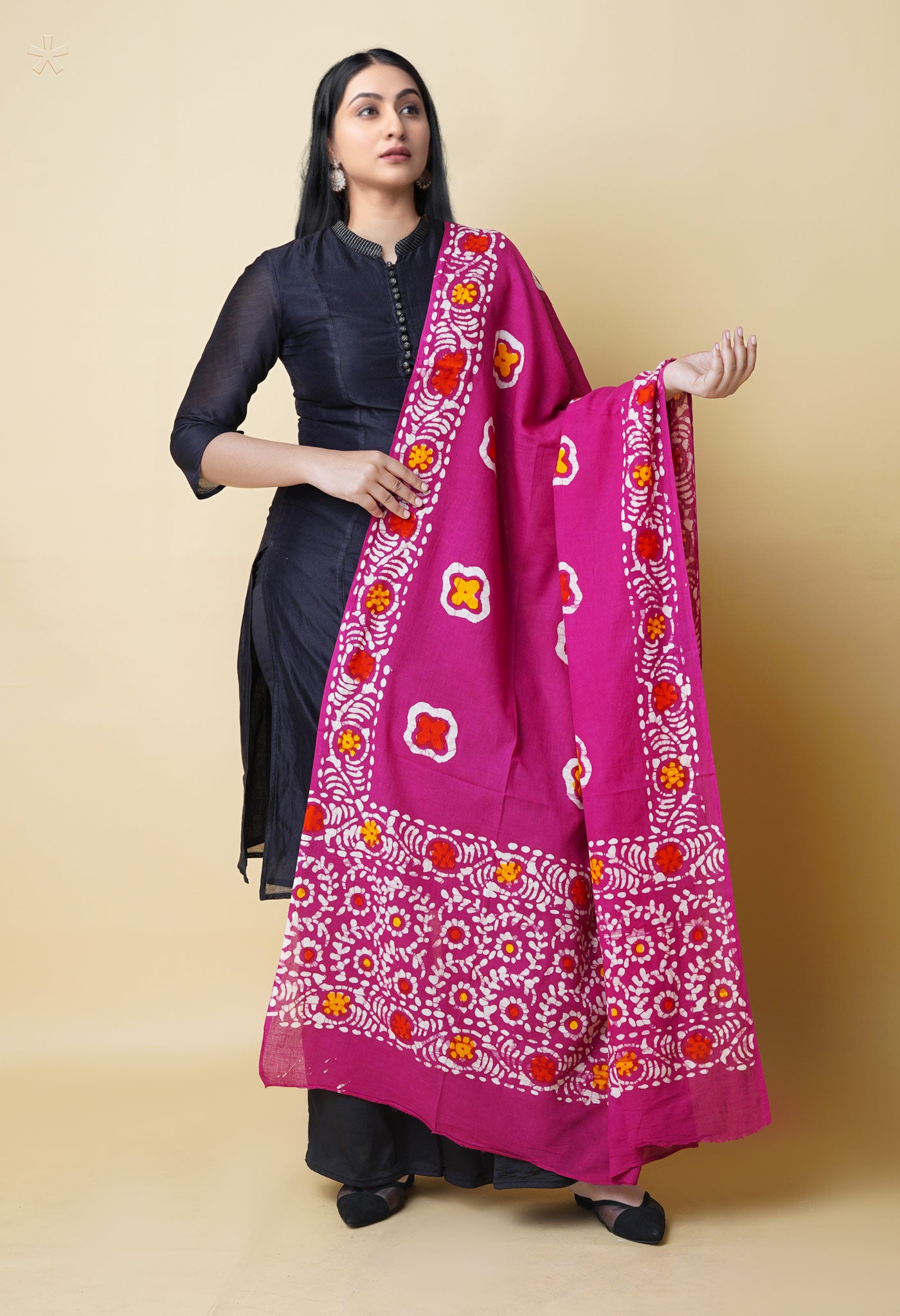Pink Pure Batik Printed Cotton Dupatta– UDS5302